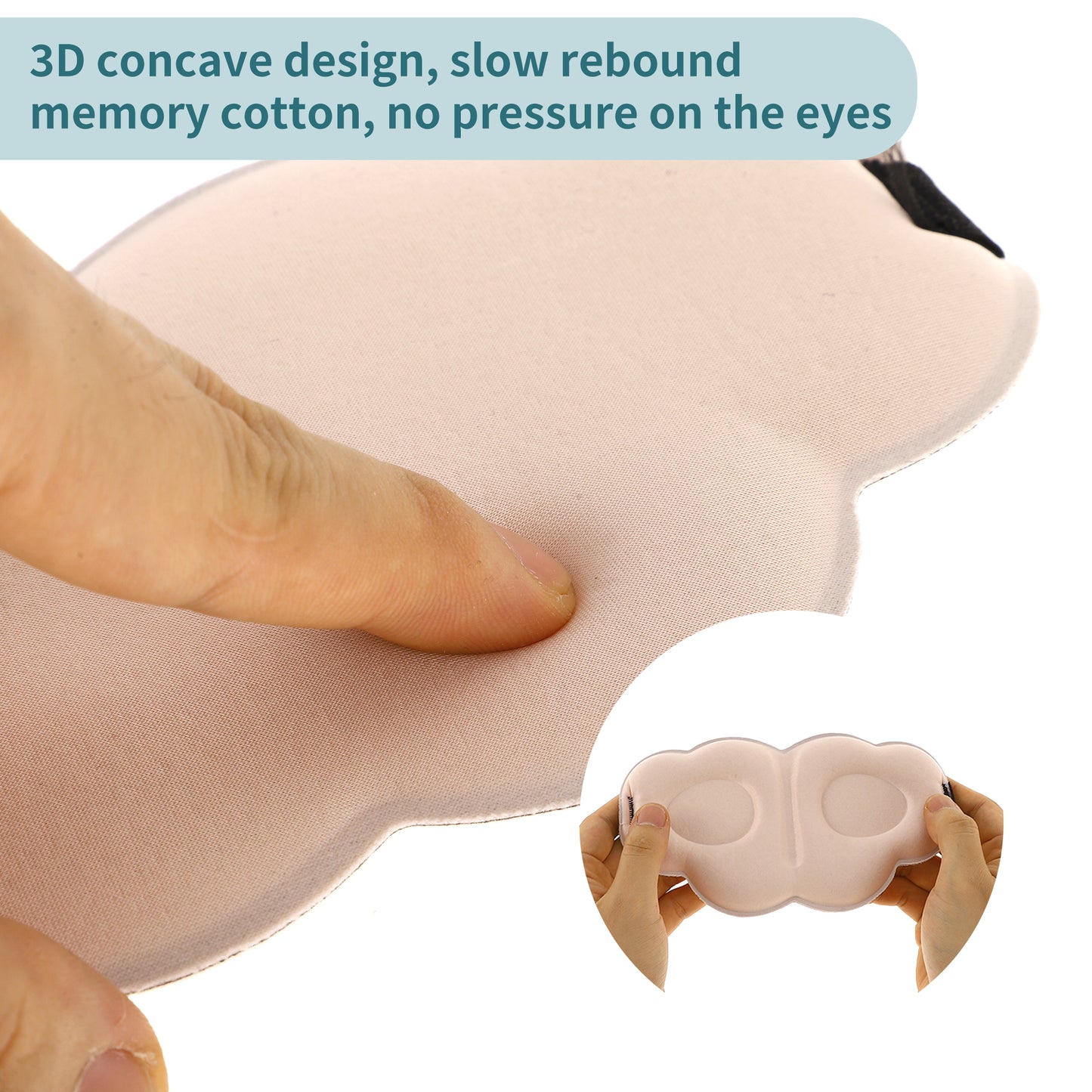 3 Pcs Eye Mask, Cloud-Shaped Sleep Eye Mask for Travel White Black Pink