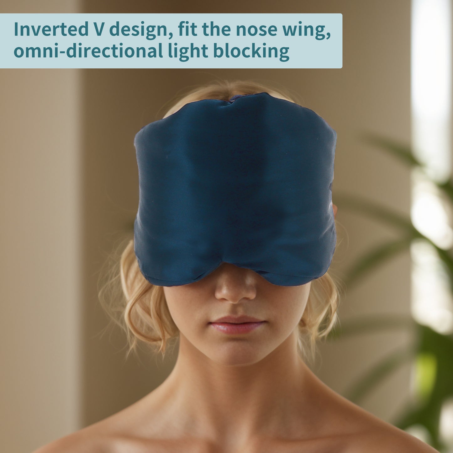 Sleep Eye Mask, Nature Silk Soft Large Wrap-Around 3D Eye Covers Peacock Blue