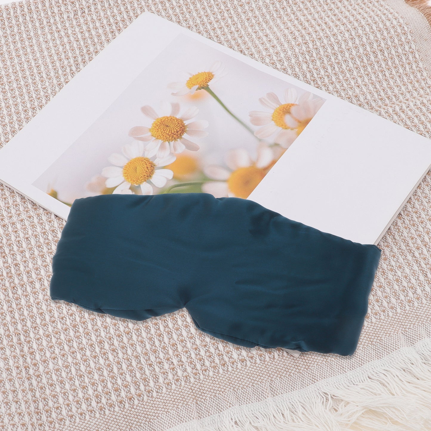 Sleep Eye Mask, Nature Silk Soft Large Wrap-Around 3D Eye Covers Peacock Blue