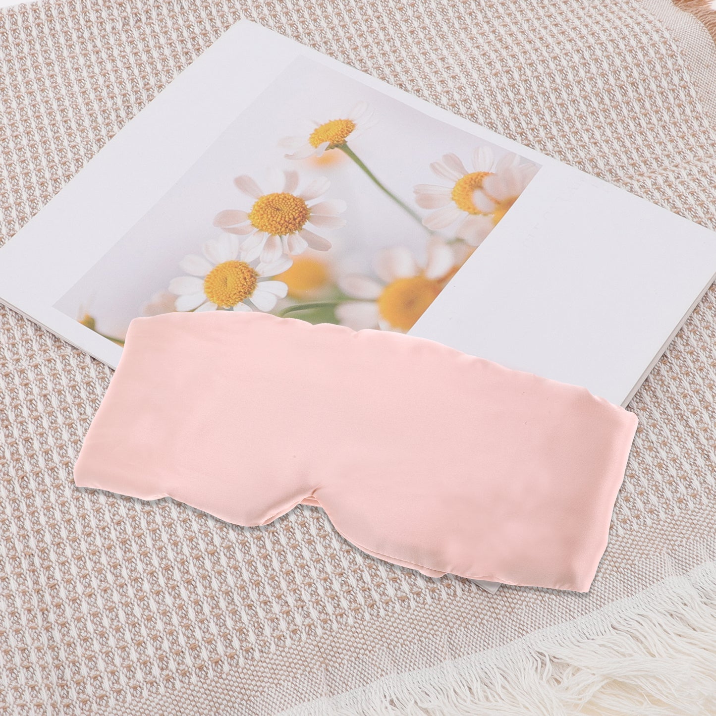 Sleep Eye Mask, Nature Silk Soft Large Wrap-Around 3D Eye Covers Pink