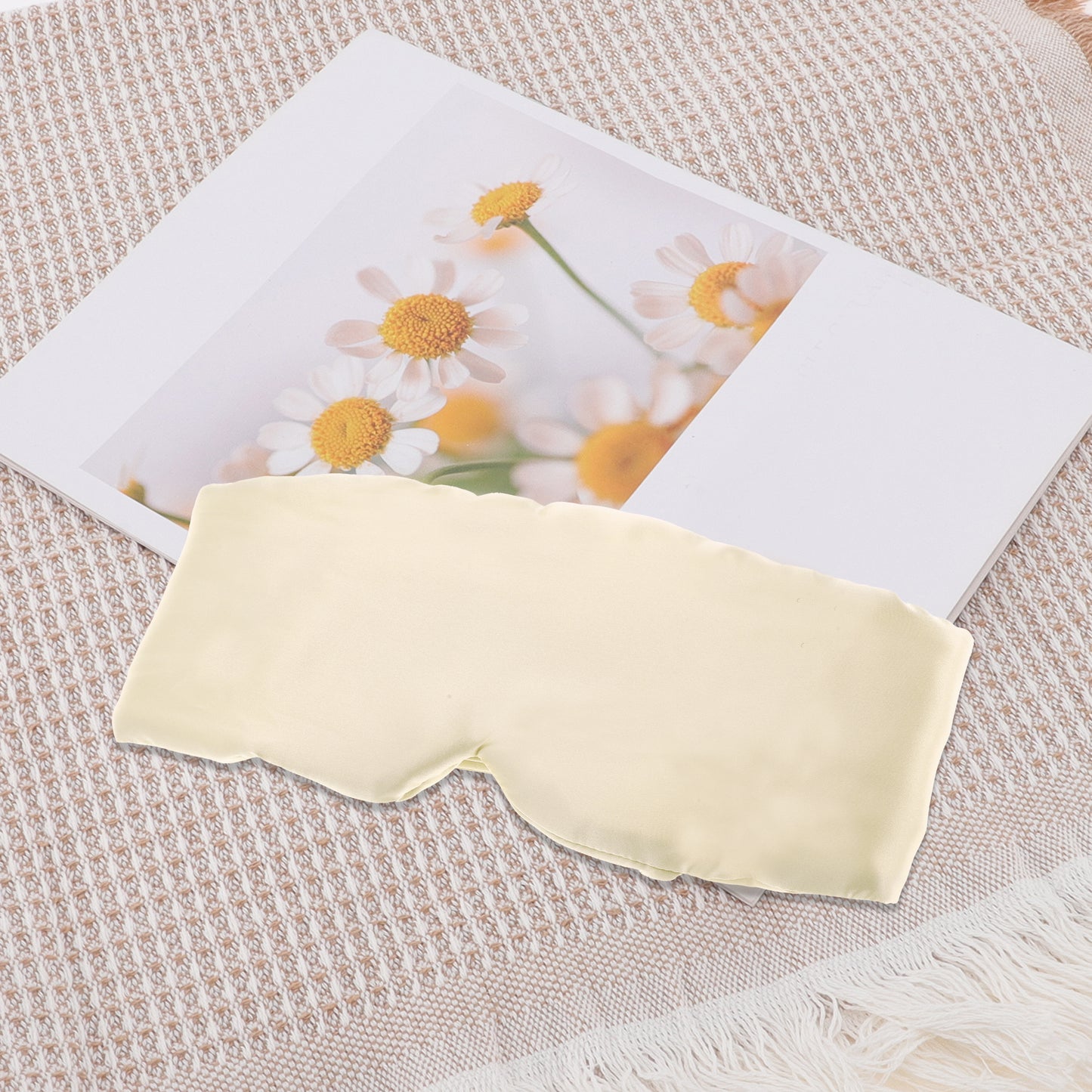 Sleep Eye Mask, Nature Silk Soft Large Wrap-Around 3D Eye Covers Champagne