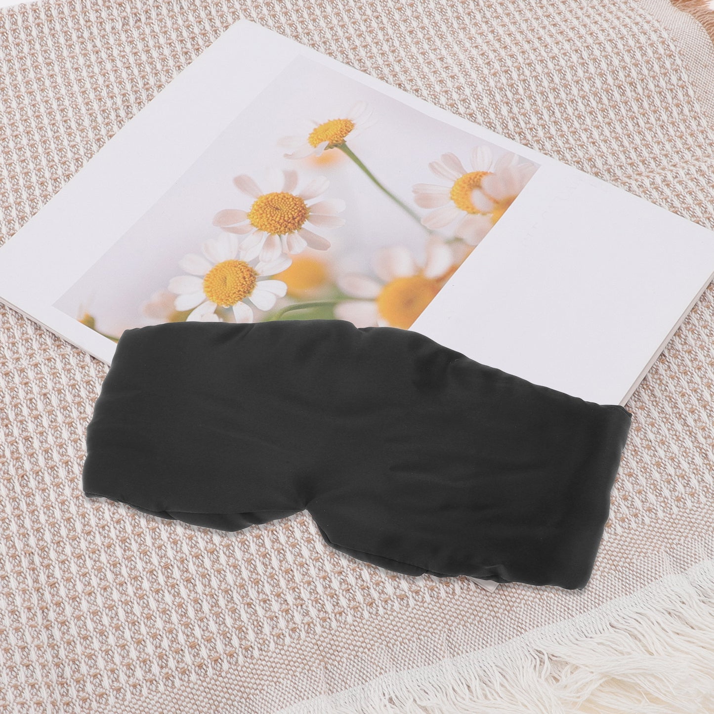 Sleep Eye Mask, Nature Silk Soft Large Wrap-Around 3D Eye Covers Black