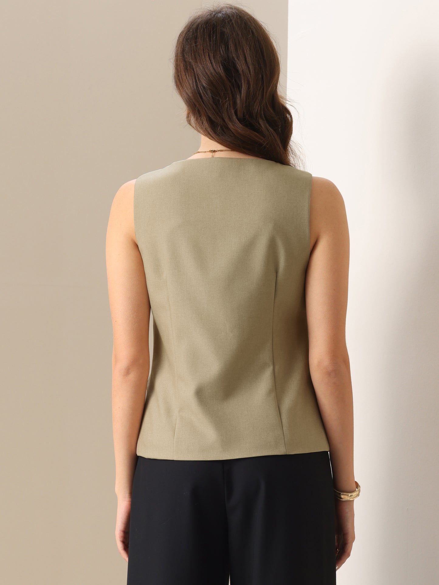 Women's Button Down Business Sleeveless Blazer Suit Vest