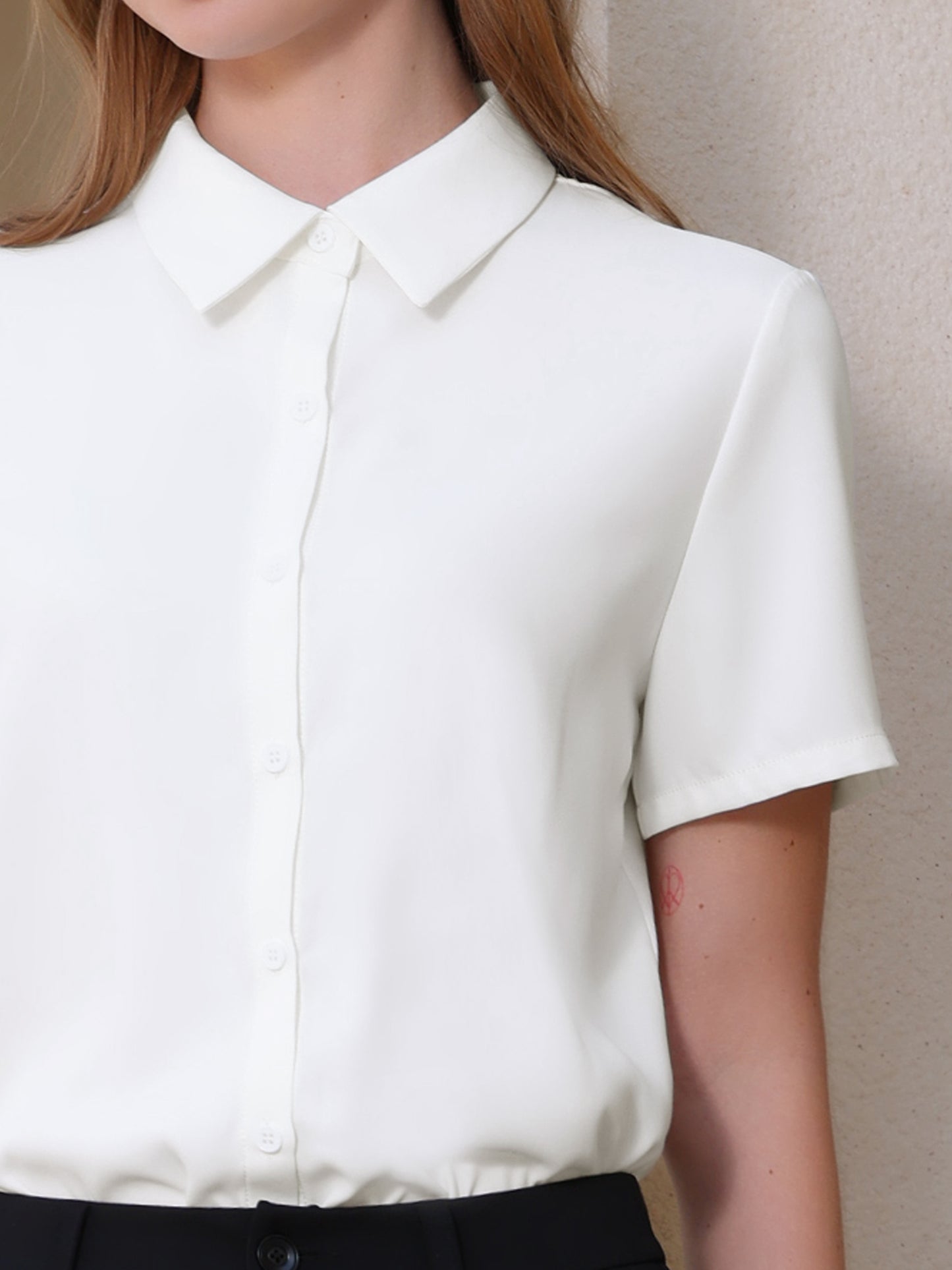 Women's Button Up Bodysuit Short Sleeve Collar Business Work Solid Leotard Shirt Top