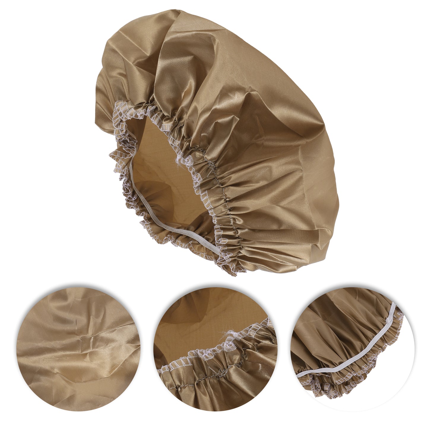 1 Pc Women's Waterproof Stretch Shower Cap for Bathroom Business Travel Khaki