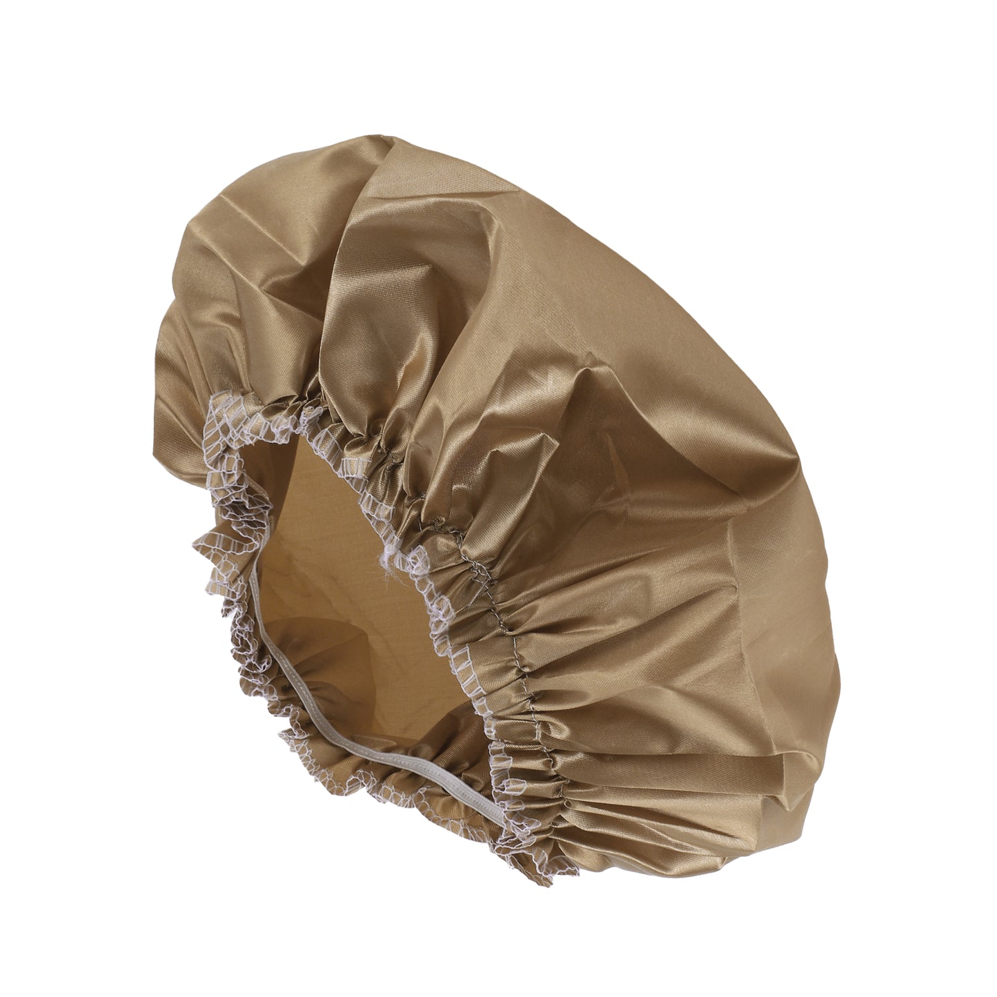 1 Pc Women's Waterproof Stretch Shower Cap for Bathroom Business Travel Khaki