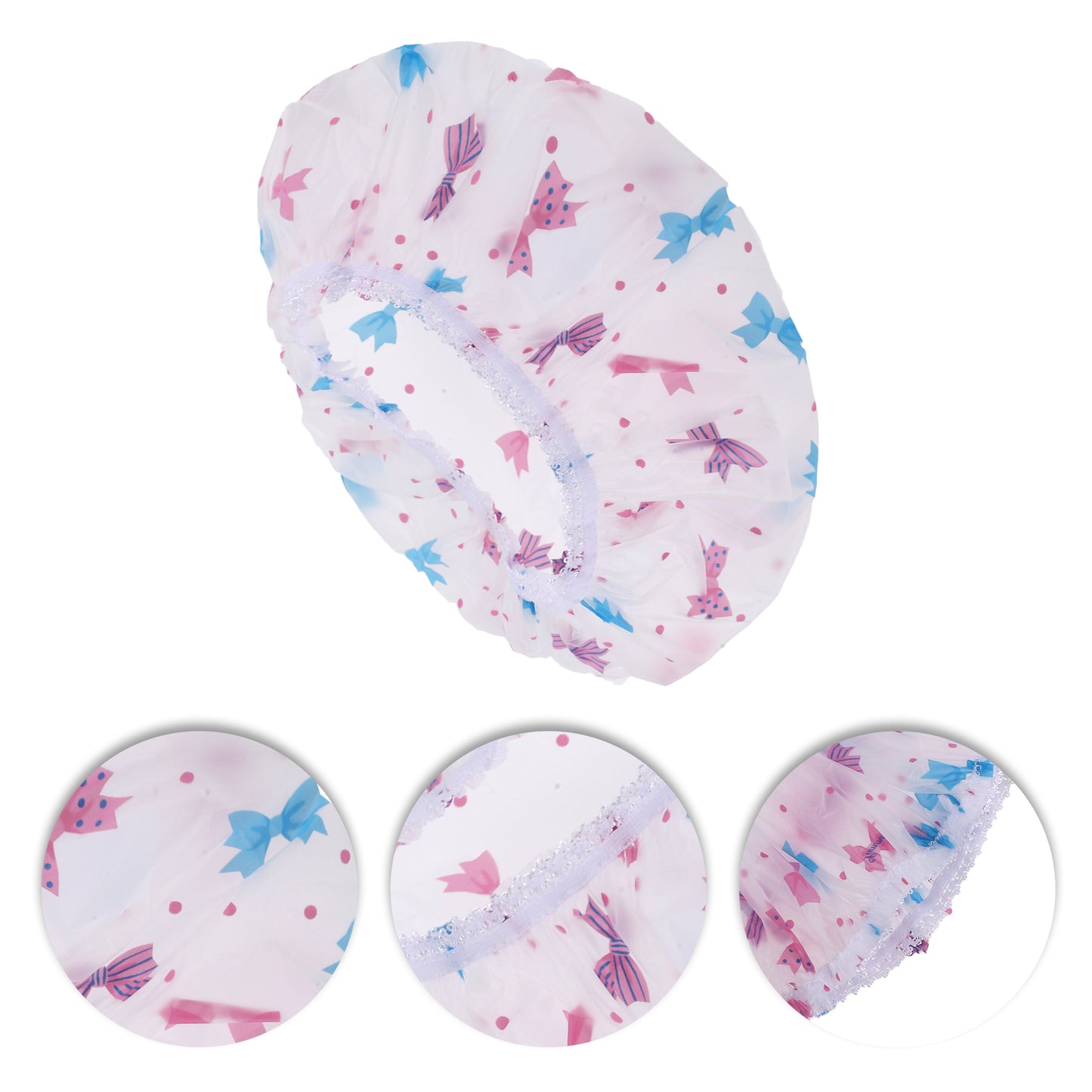 1 Pc Women's Comfortable Cute Shower Cap Blue Pink