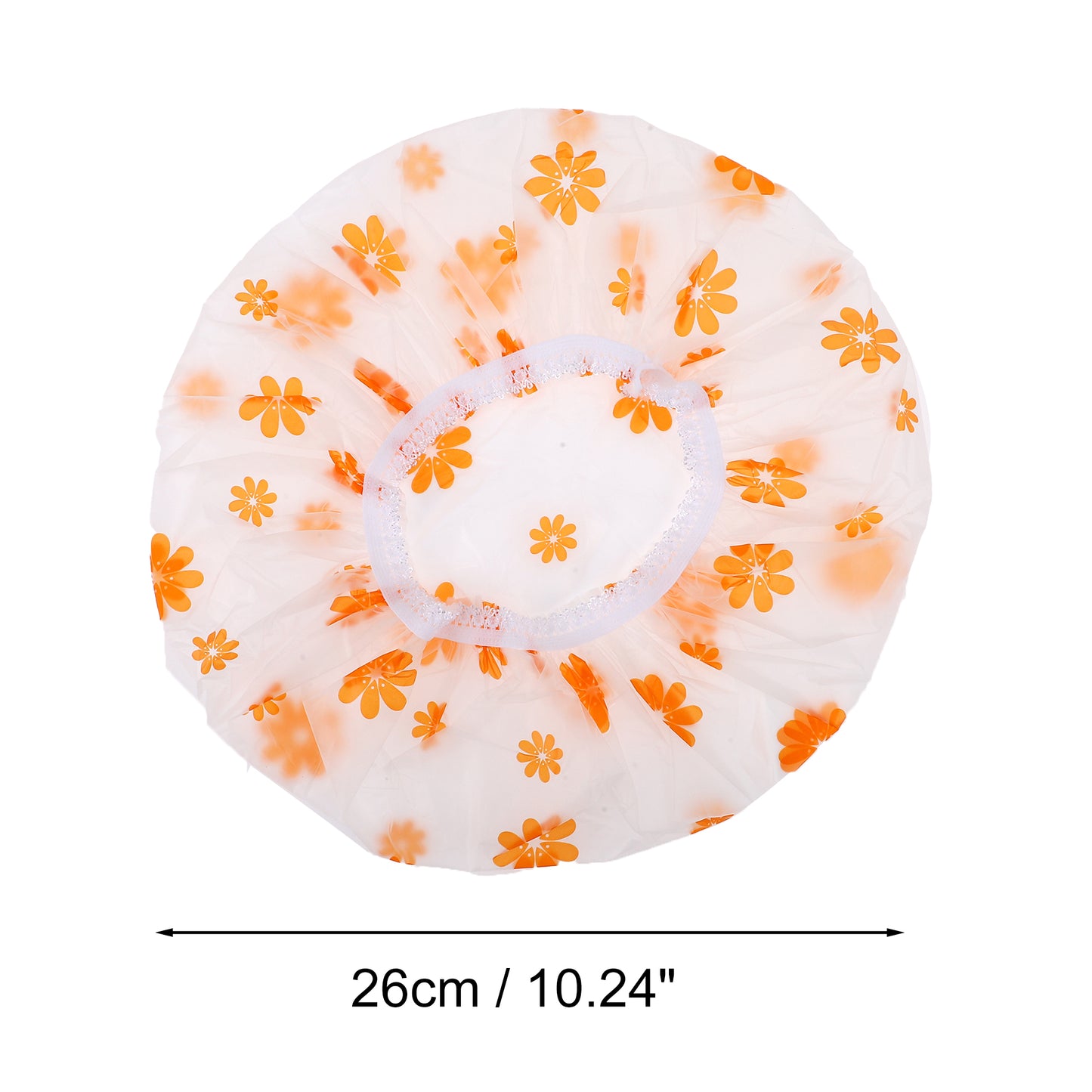 1 Pc Women's Lightweight Floral Shower Cap Orange