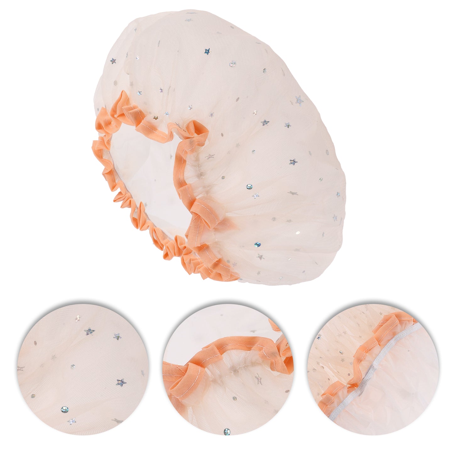 1 Pc Women's Lightweight Portable Shower Cap for Travel Orange