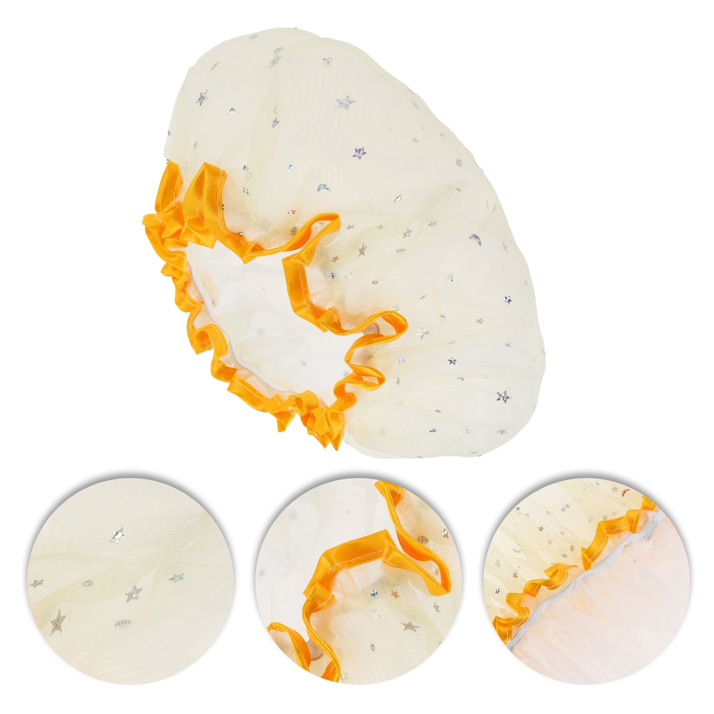 1 Pc Women's Lightweight Portable Shower Cap for Travel Yellow