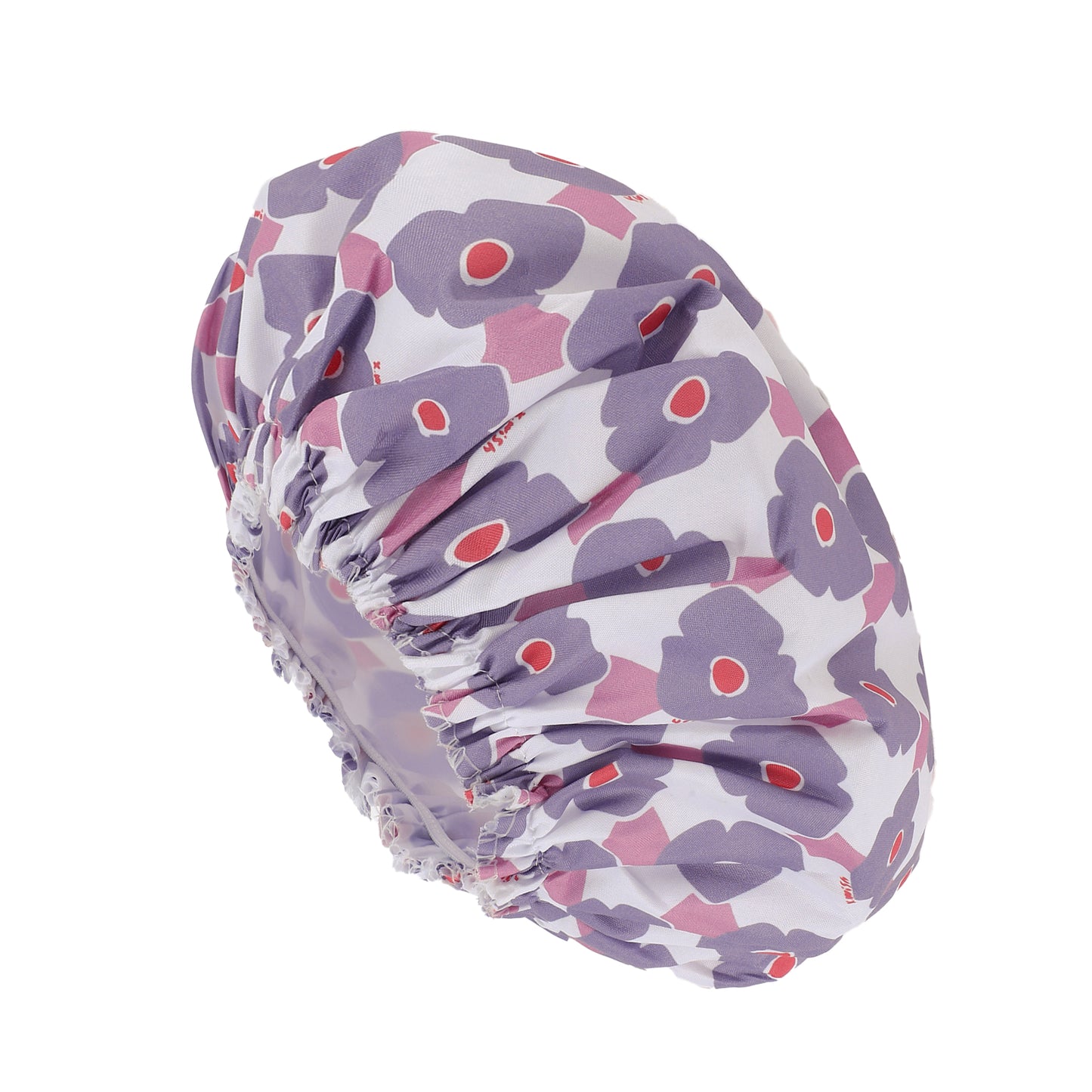 1 Pc Women's Flower Pattern Shower Cap Hair Cap for Bath Purple