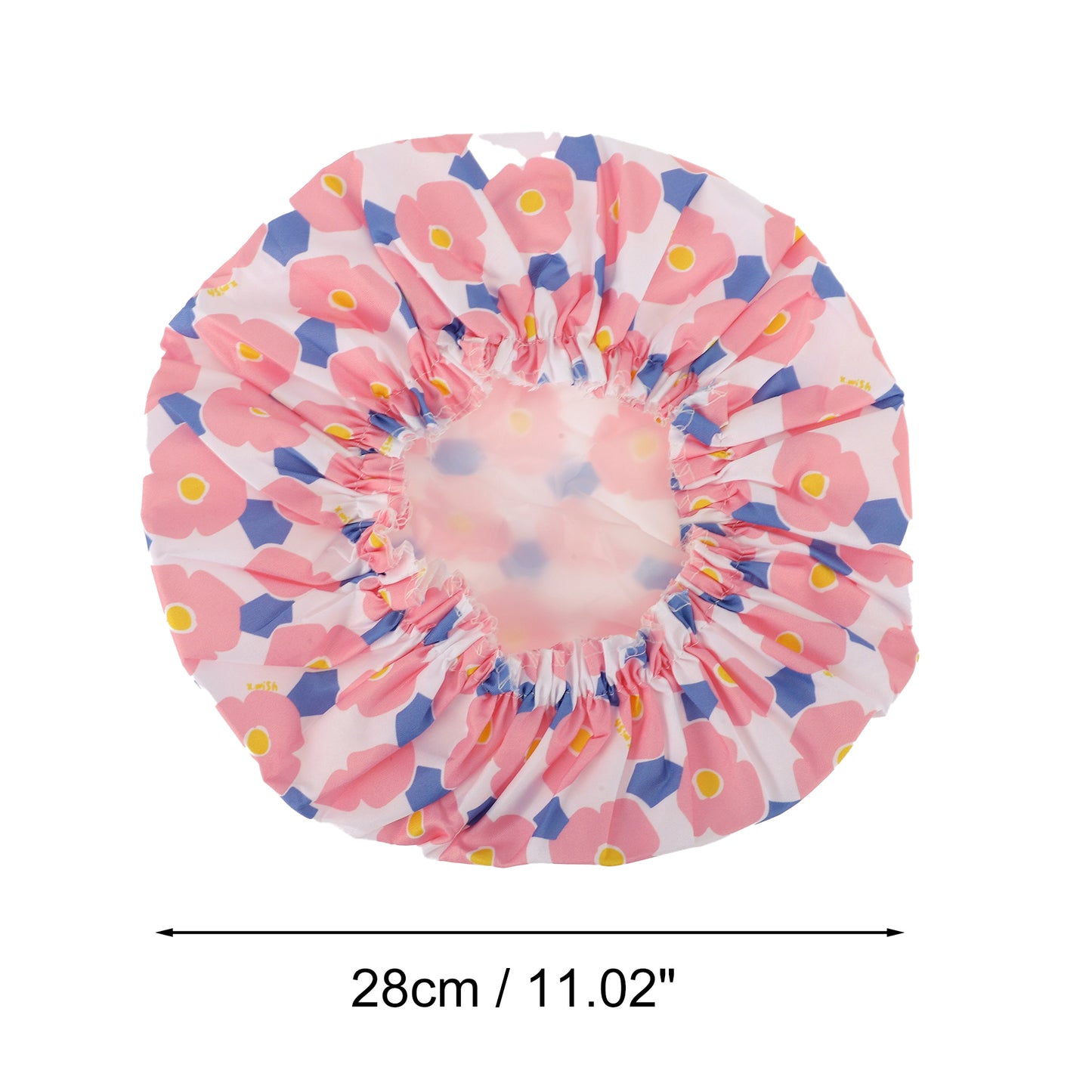 1 Pc Women's Flower Pattern Shower Cap Hair Cap for Bath Pink