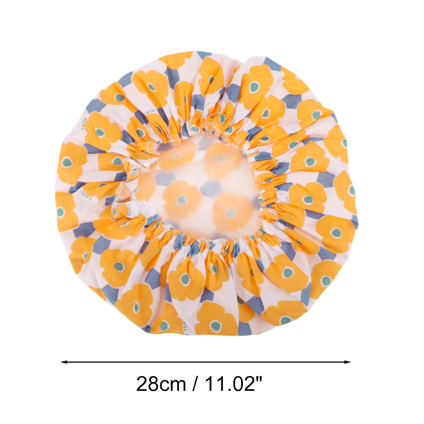 1 Pc Women's Flower Pattern Shower Cap Hair Cap for Bath Yellow