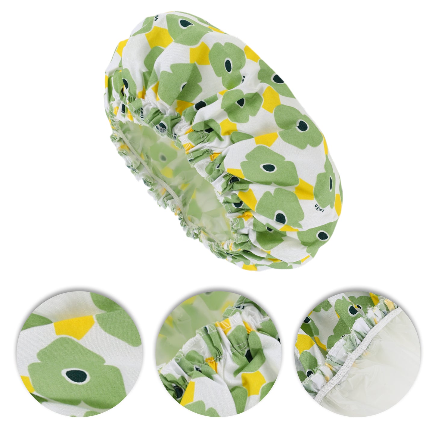 1 Pc Women's Flower Pattern Shower Cap Hair Cap for Bath Green