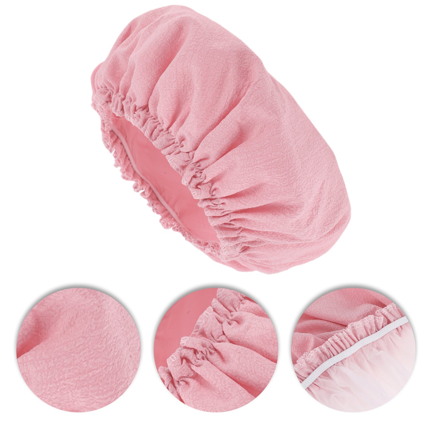 1 Pc Women's Lightweight Solid Bath Caps for Shower Pink