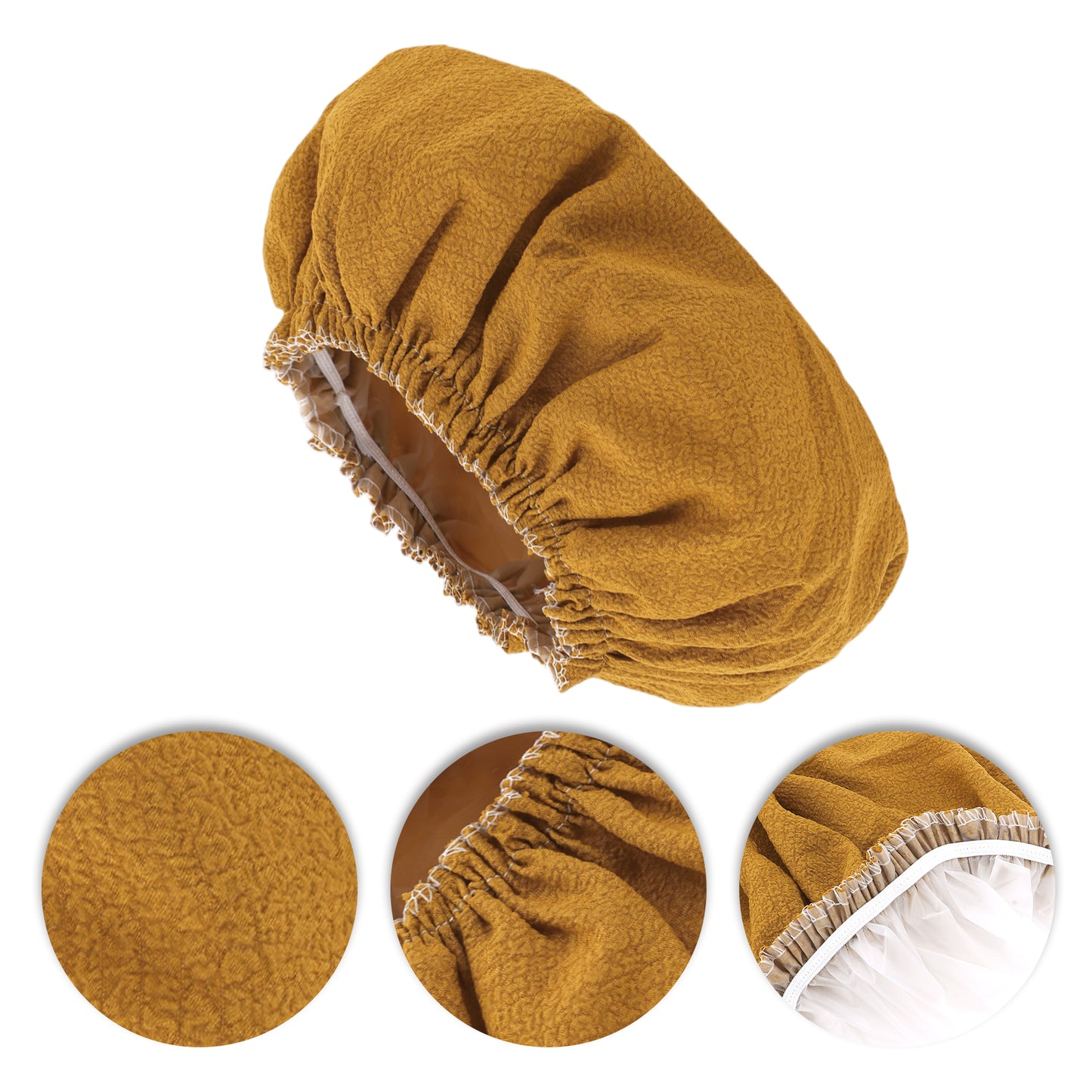 1 Pc Women's Lightweight Solid Bath Caps for Shower Yellow