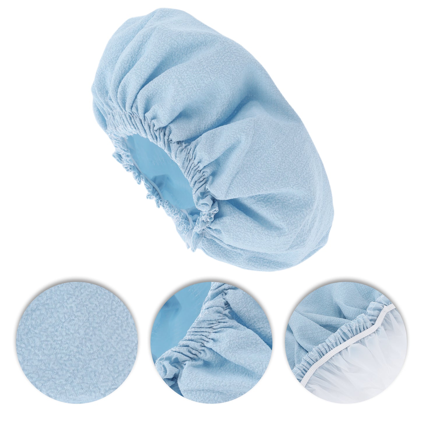 1 Pc Women's Lightweight Solid Bath Caps for Shower Light Blue