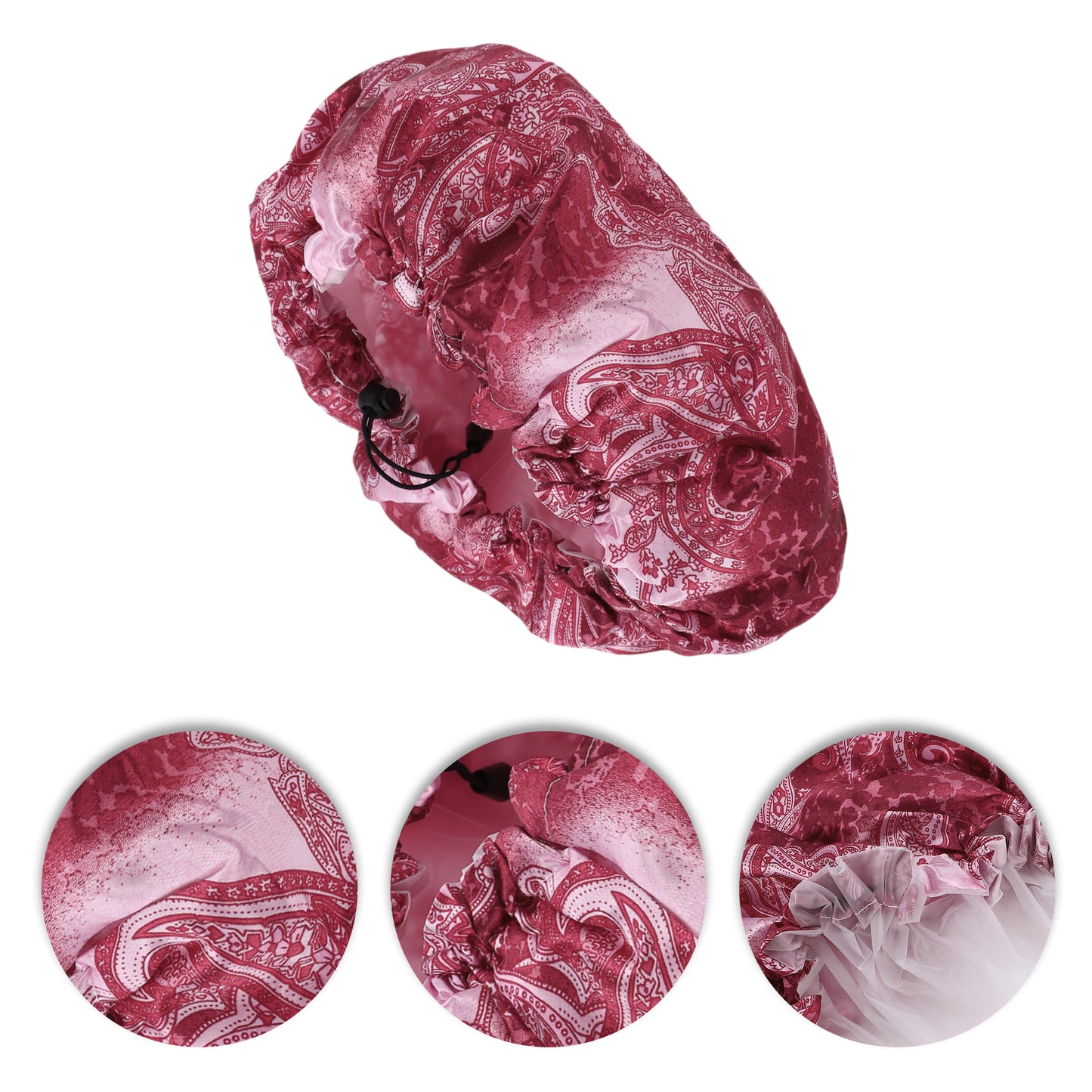 1 Pc Women's Adjustable Shower Cap Boho Bath Hair Cap Red