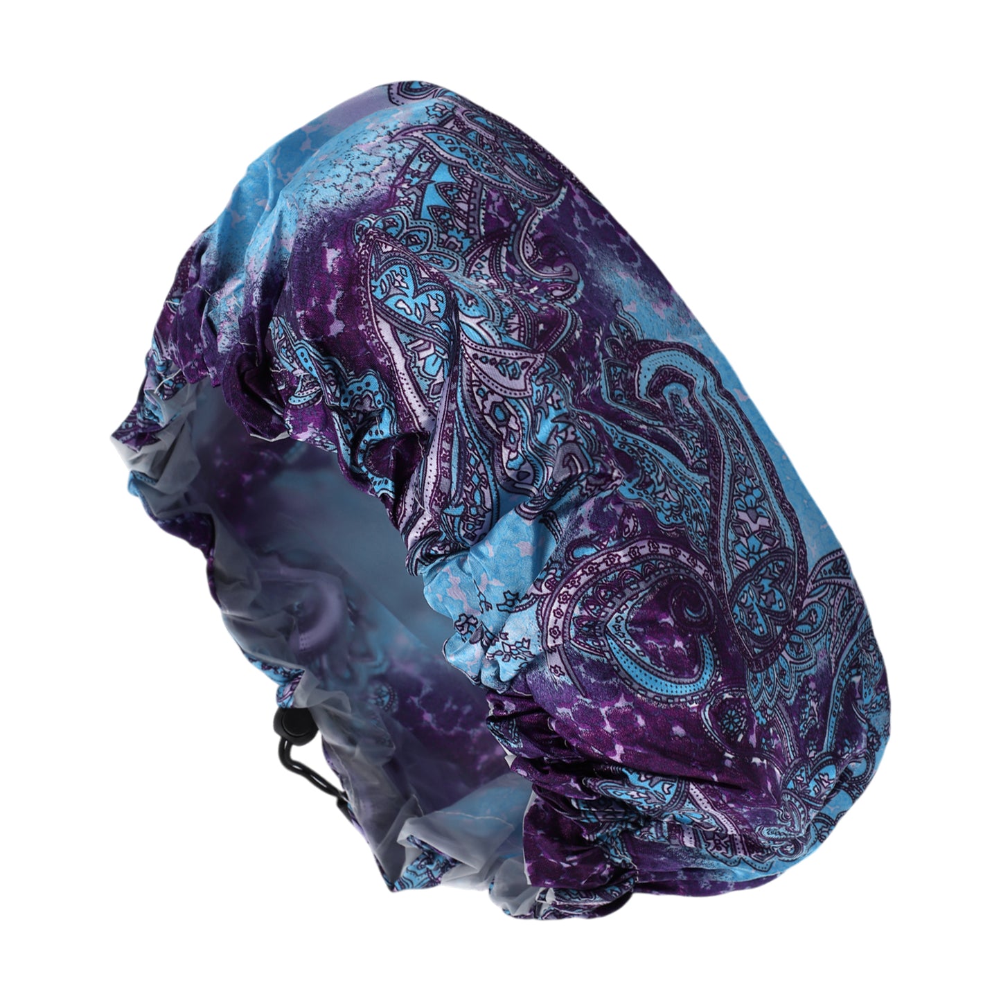 1 Pc Women's Adjustable Shower Cap Boho Bath Hair Cap Blue Purple