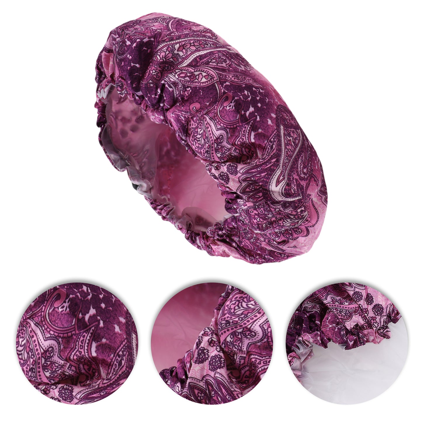 1 Pc Women's Adjustable Shower Cap Boho Bath Hair Cap Purple