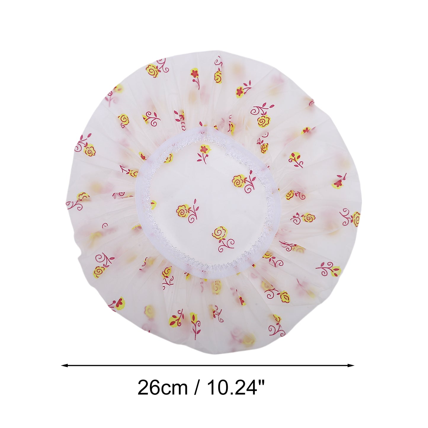 1 Pc Women's Floral Pattern Shower Cap for Bathroom Yellow