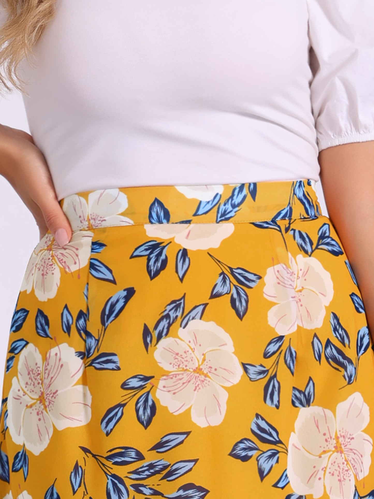 Women's Printed Skirt Summer Chiffon Ruffle Tiered Flowy Midi Skirt