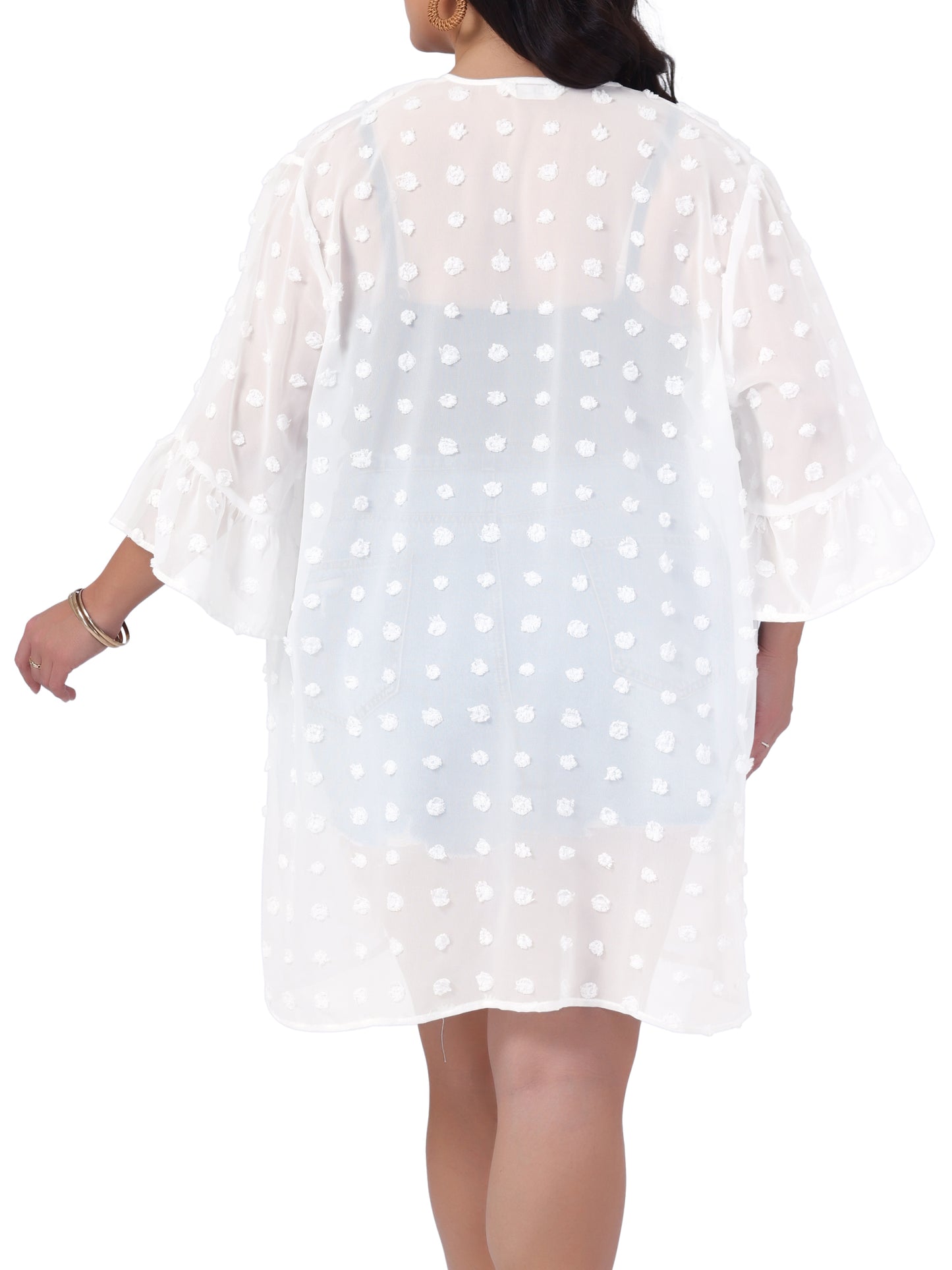 Women's Plus Size Summer Kimono Cardigans Half Sleeve Shrugs Open Front Casual Chiffon Top