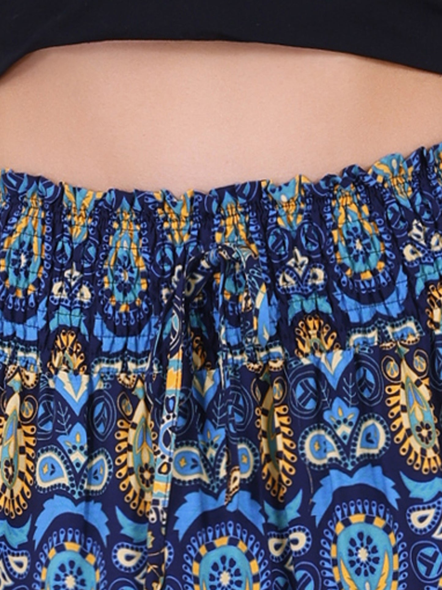 Women's Boho Floral Smocked High Waist A-Line Maxi Skirt