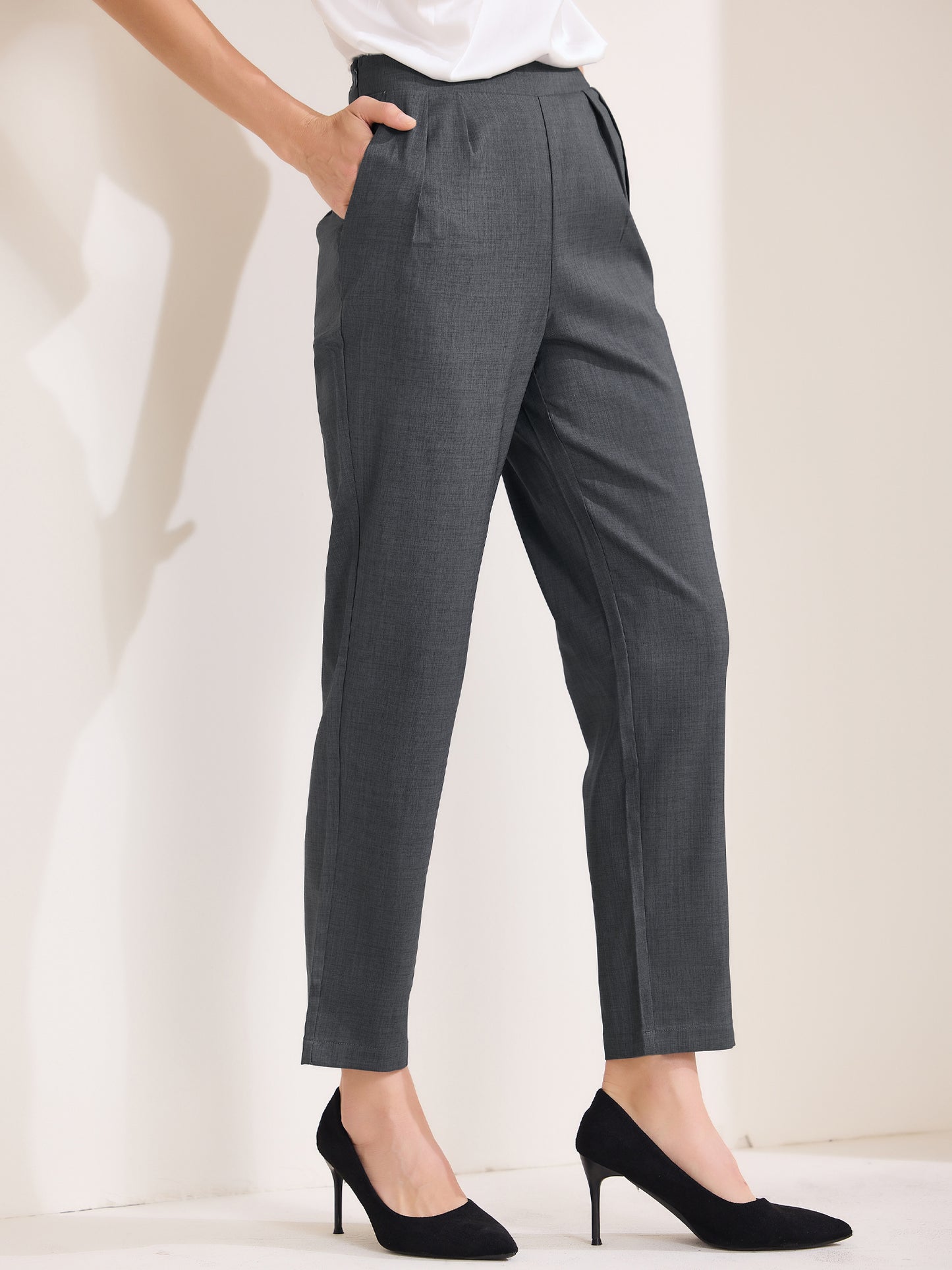 Women's Work Pants with Pockets Pull On High Waist Dress Ankle Pants Slacks