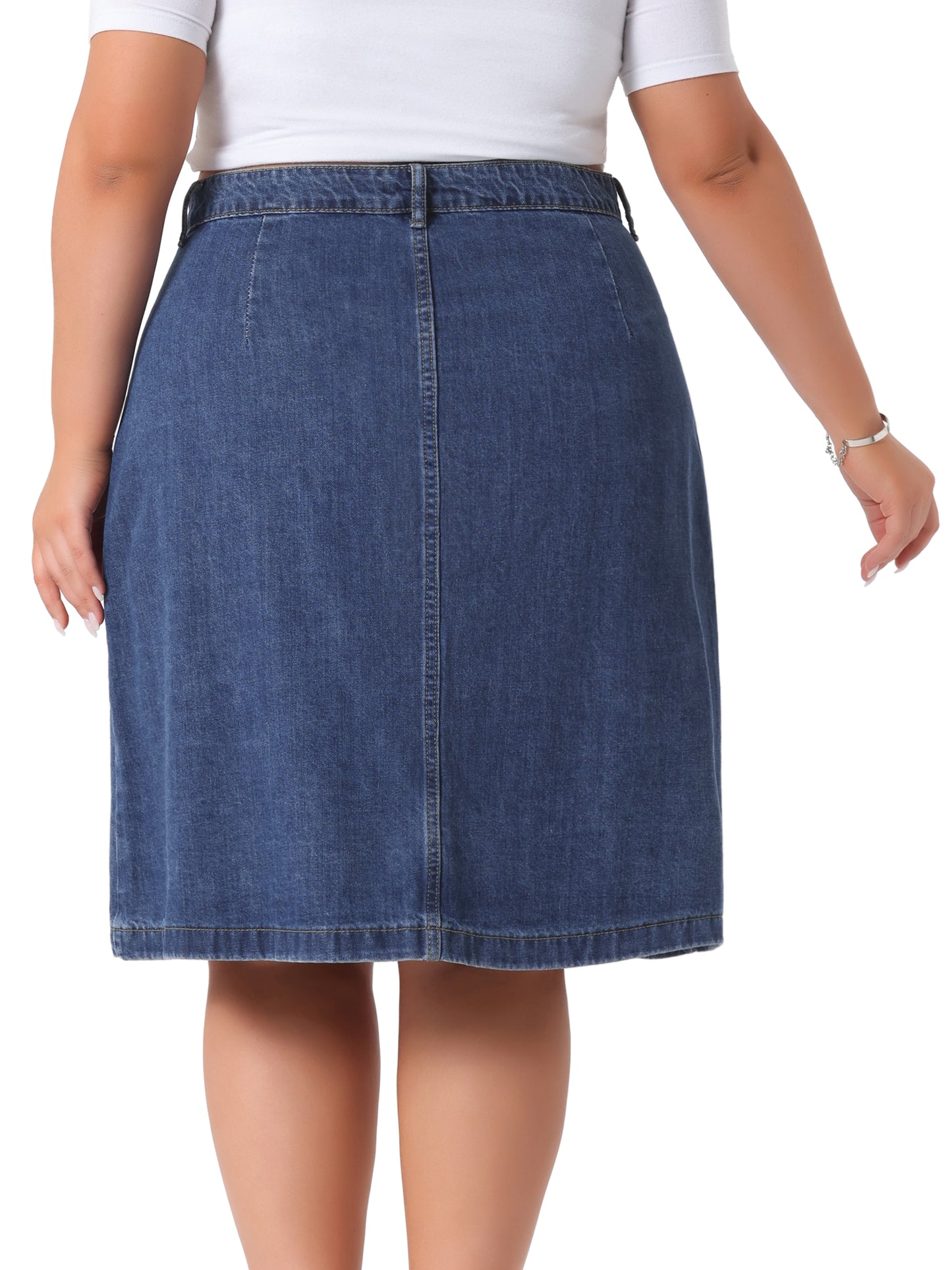 Falda vaquera de talla grande para mujer, con botones delanteros, cintura alta, corte A, falda vaquera midi