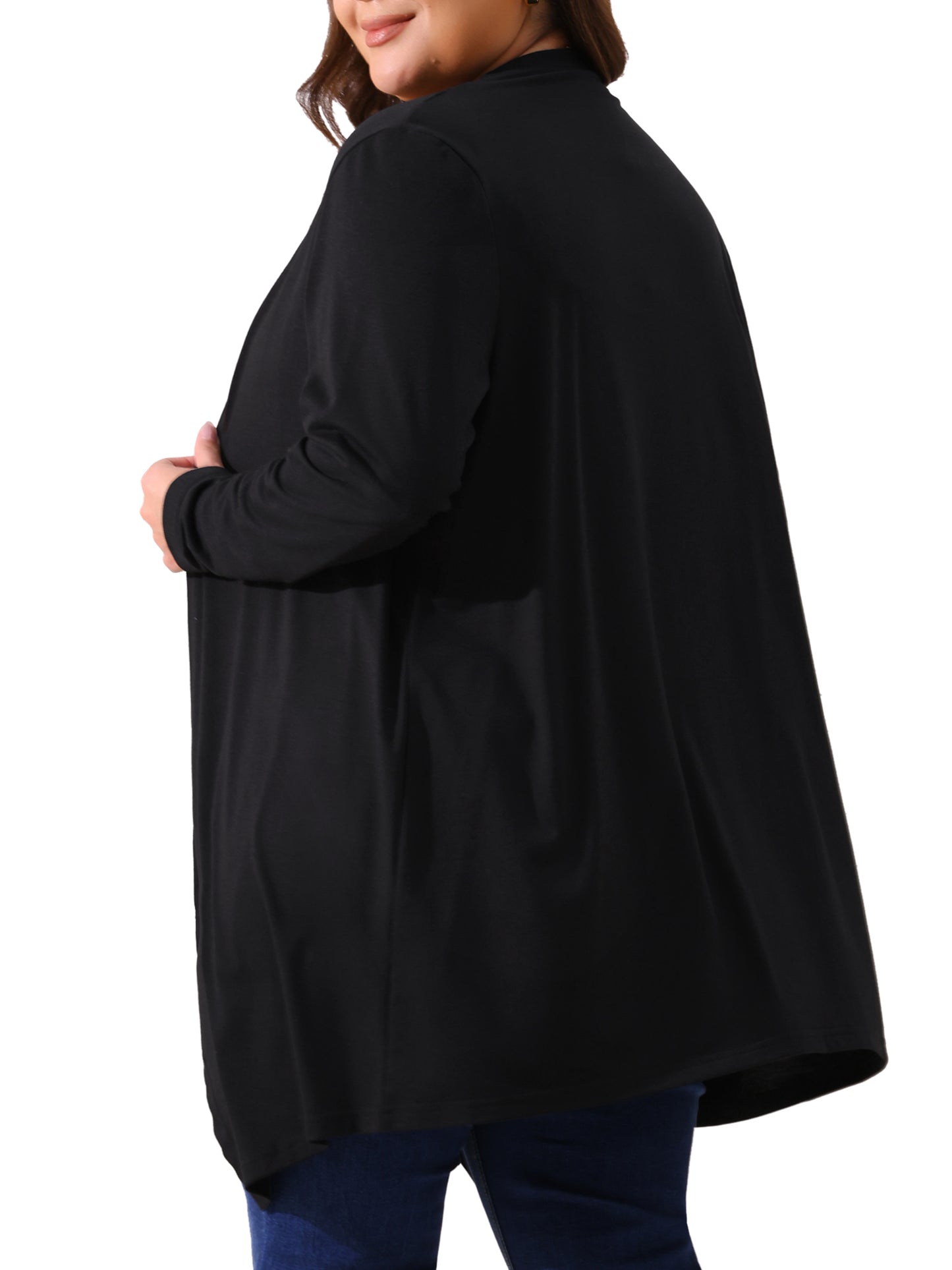 Women Plus Size Cardigan Long Sleeve Open Front Lightweight High Low Hem Draped Cover Ups