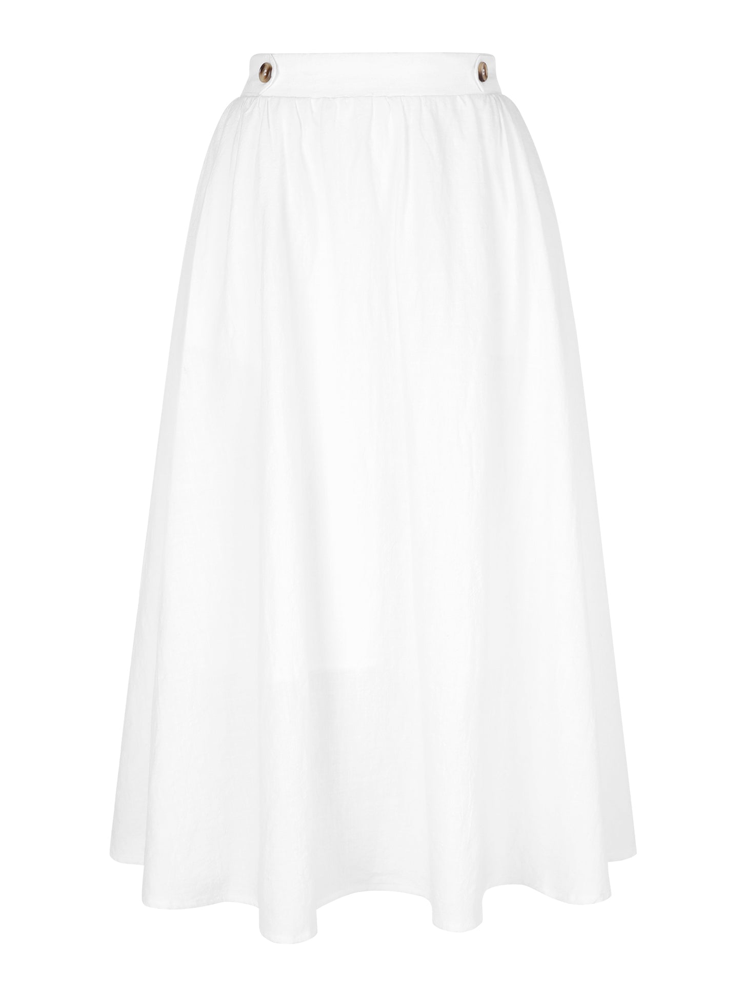 Women's Midi Skirt Elastic Waist A Line Casual Skirts Swing Long Summer Skirt with Pockets