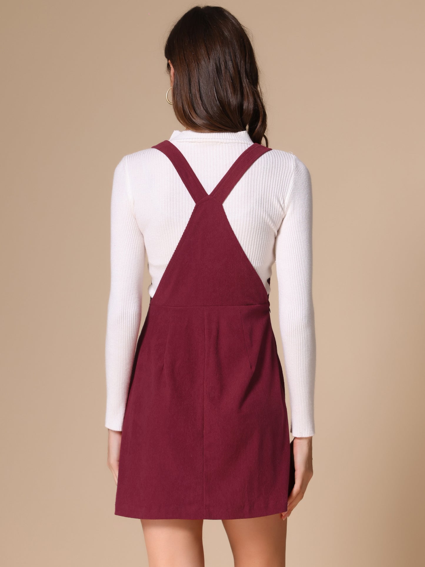 Falda con tirantes ajustables para mujer, estilo peto de pana