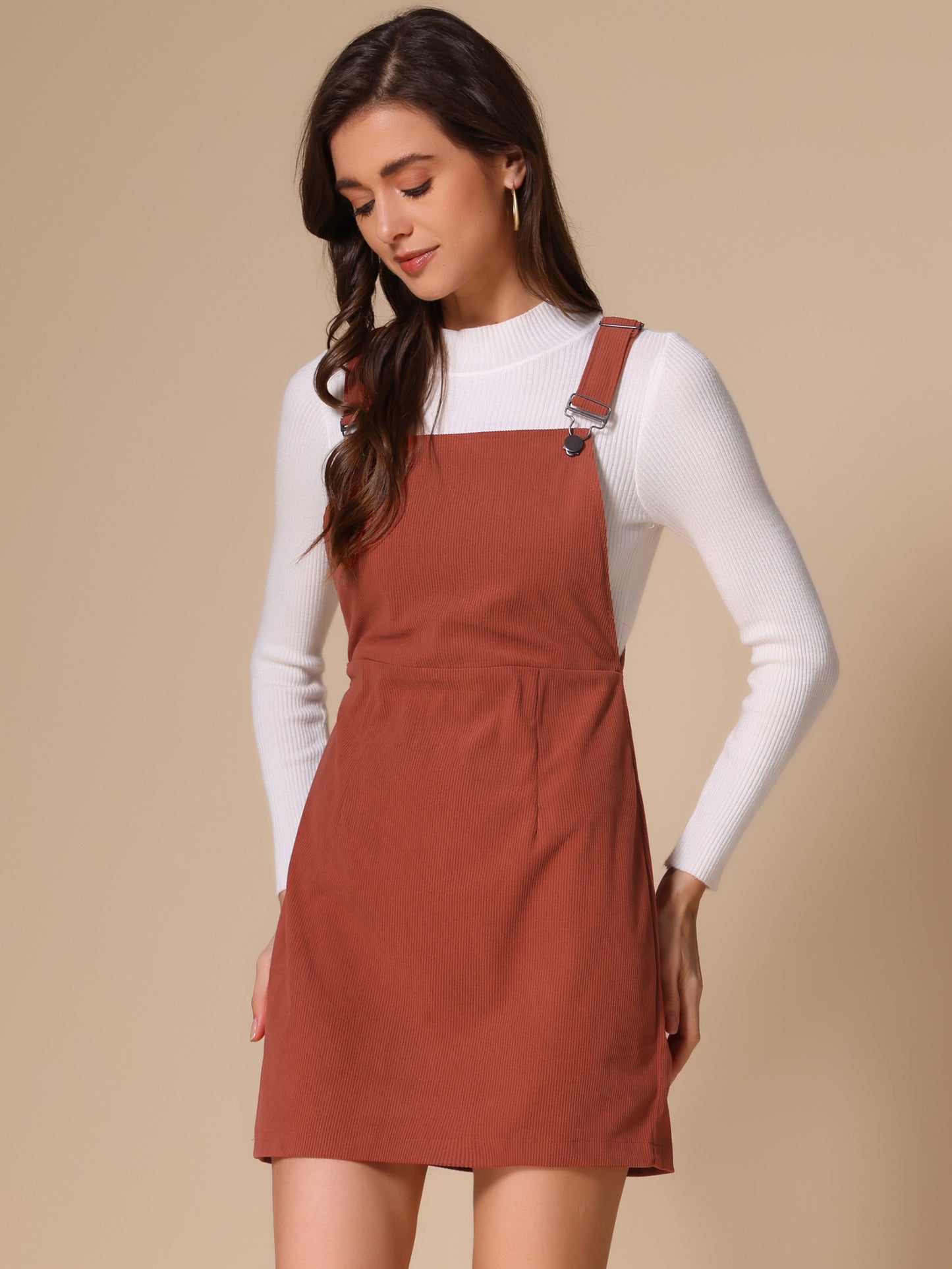 Falda con tirantes ajustables para mujer, estilo peto de pana