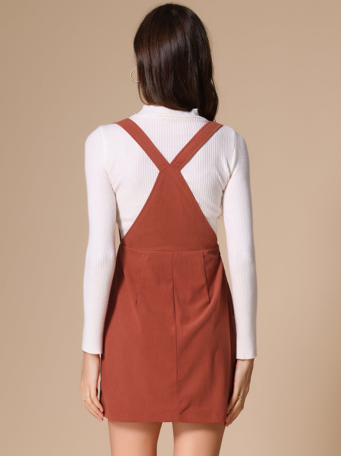 Falda con tirantes ajustables para mujer, estilo peto de pana