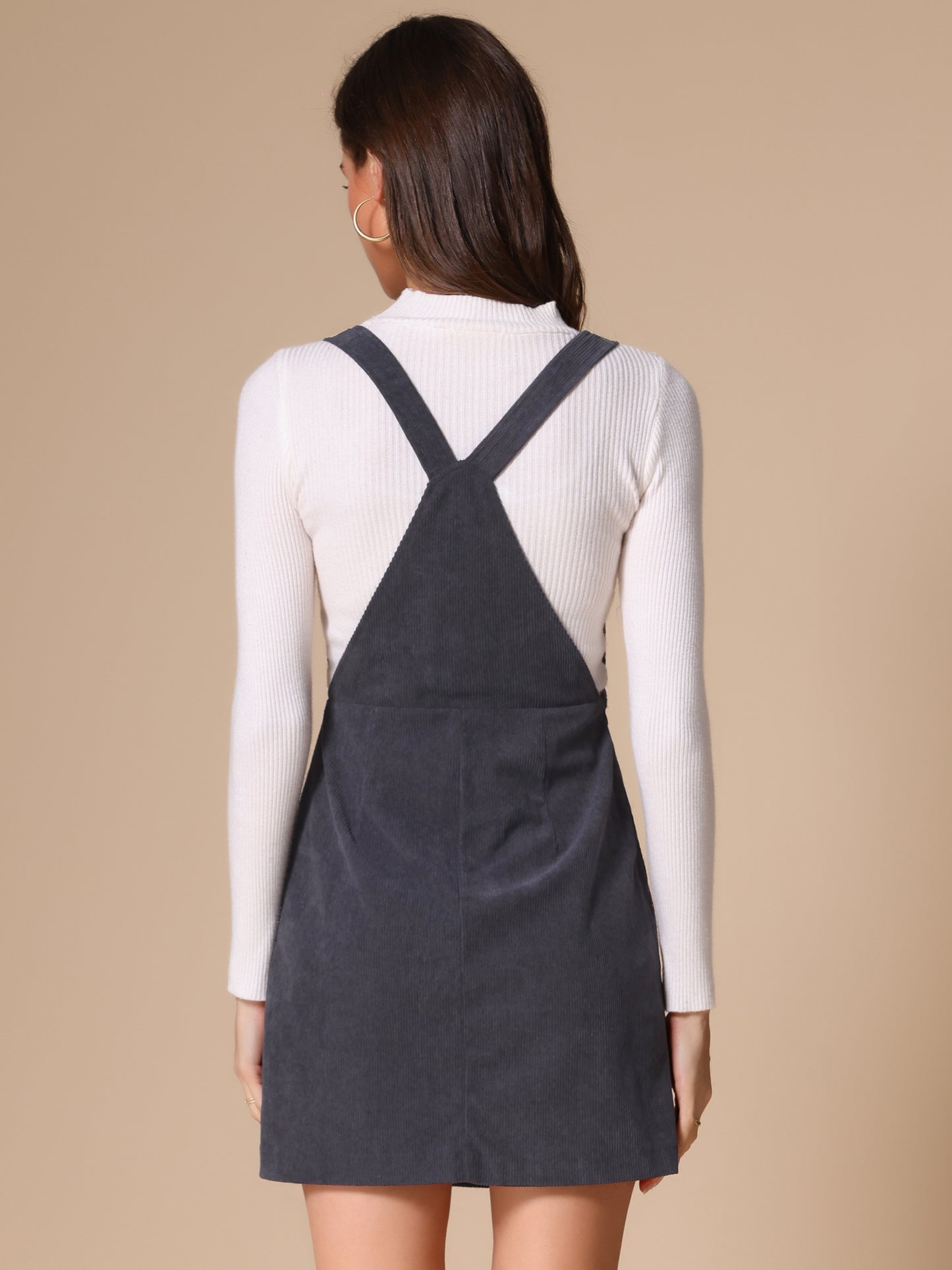 Falda con tirantes ajustables para mujer, estilo peto de pana