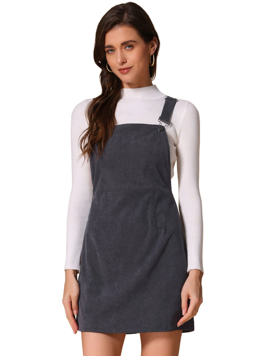 Women's Suspender Skirt Adjustable Strap Pinafore Corduroy Overalls Dress