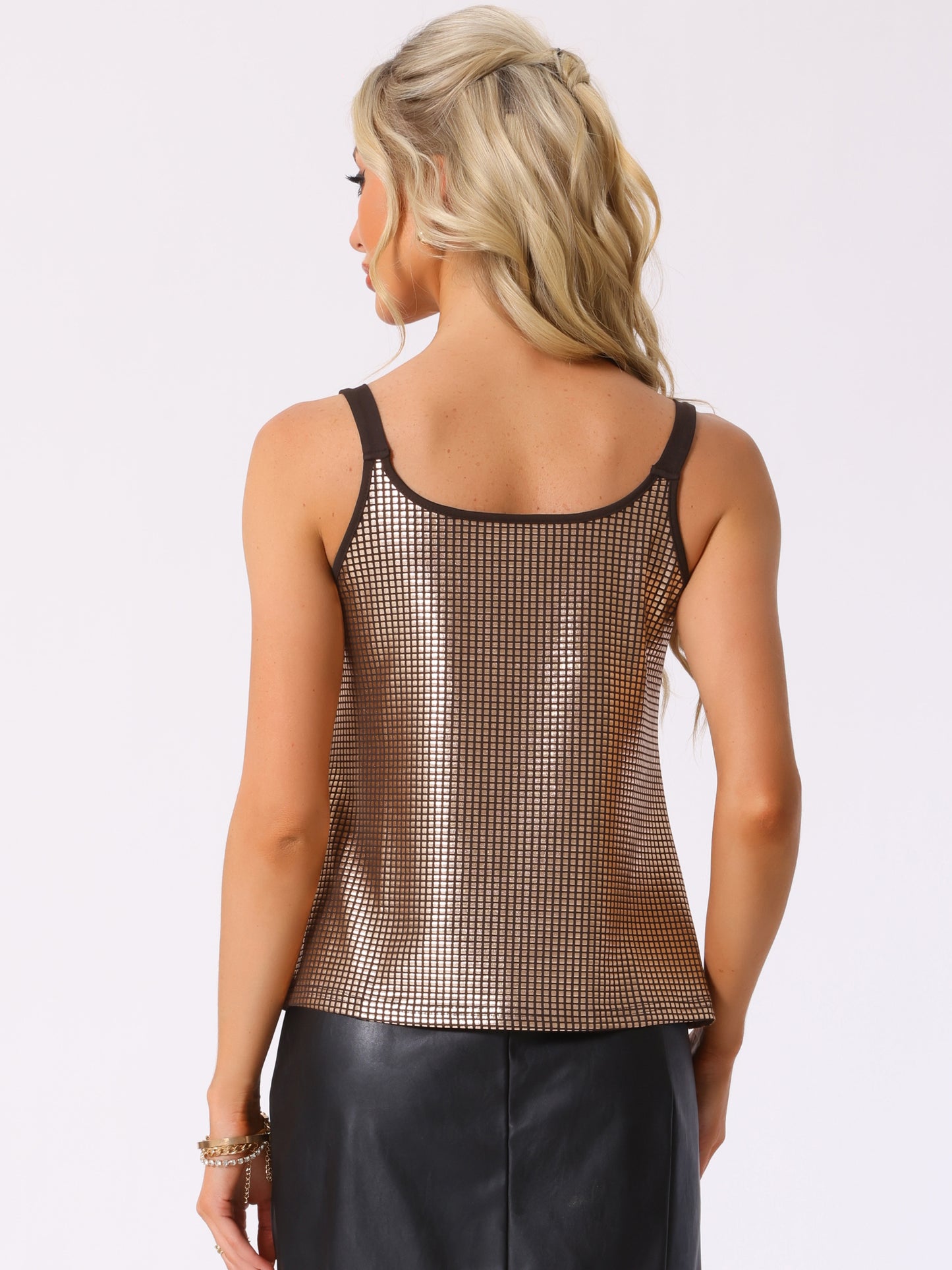 Women's Metallic Shining Camisole Club Party Disco Sparkly Cami Top