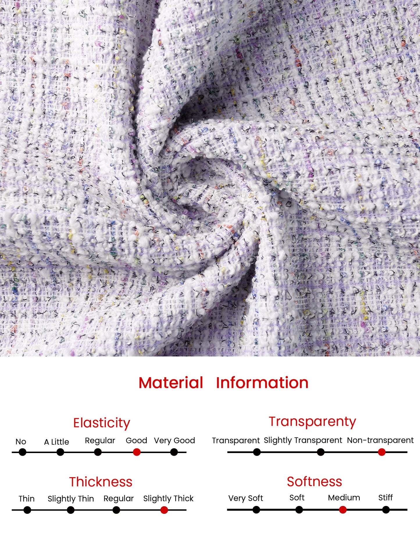 Women's Tweed Knee Length High Waisted Elegant Stretchy Pencil Bodycon Skirt