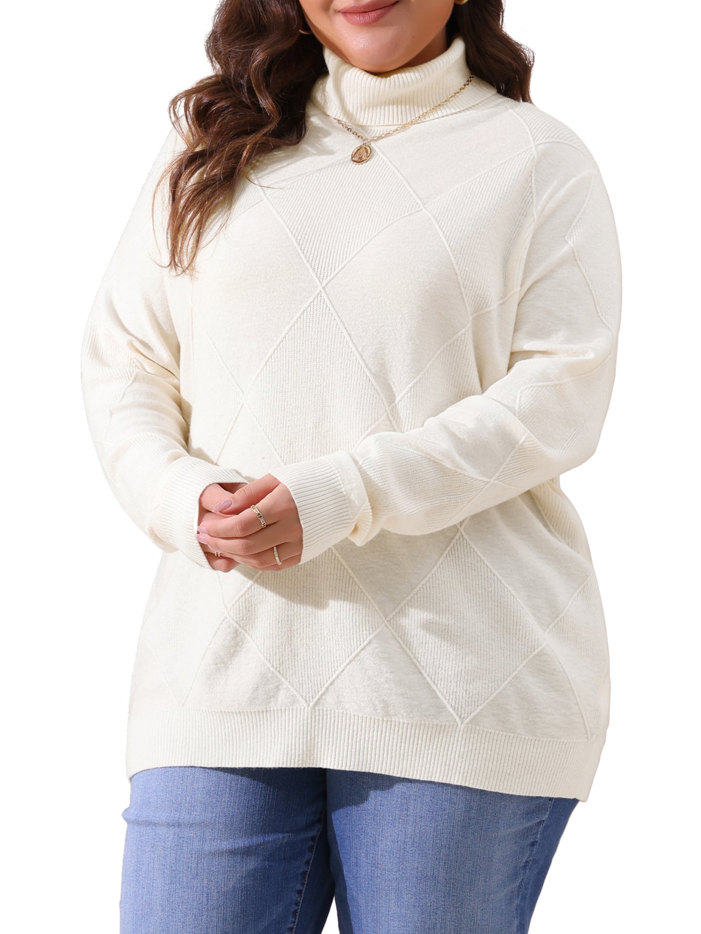 Women Plus Size Pullover Sweaters Lightweight Long Sleeve Turtleneck Sweater