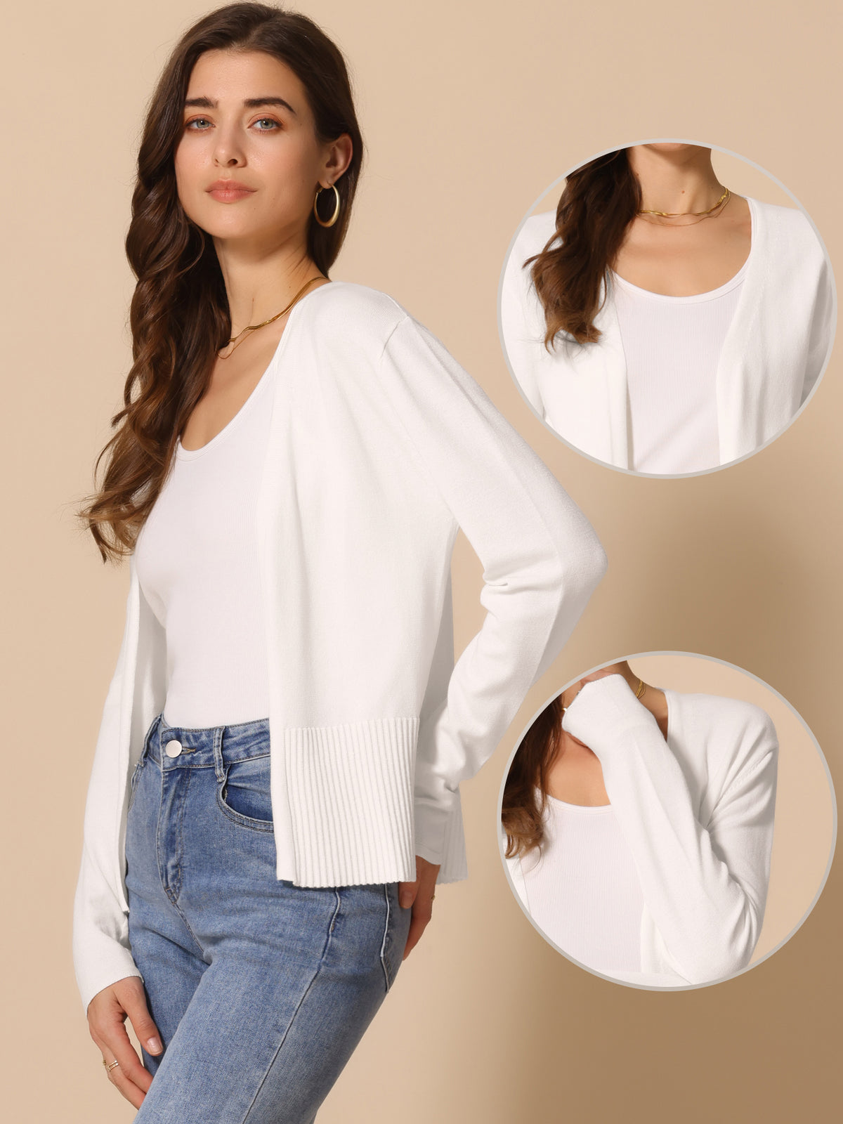 Women's Casual Knit Cardigan Open Front Long Sleeve Lightweight Outwear