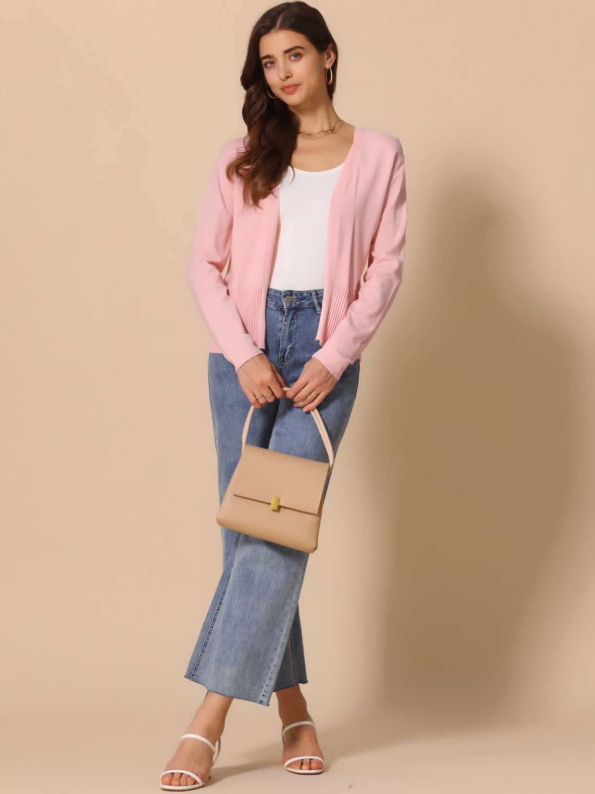 Women's Casual Knit Cardigan Open Front Long Sleeve Lightweight Outwear