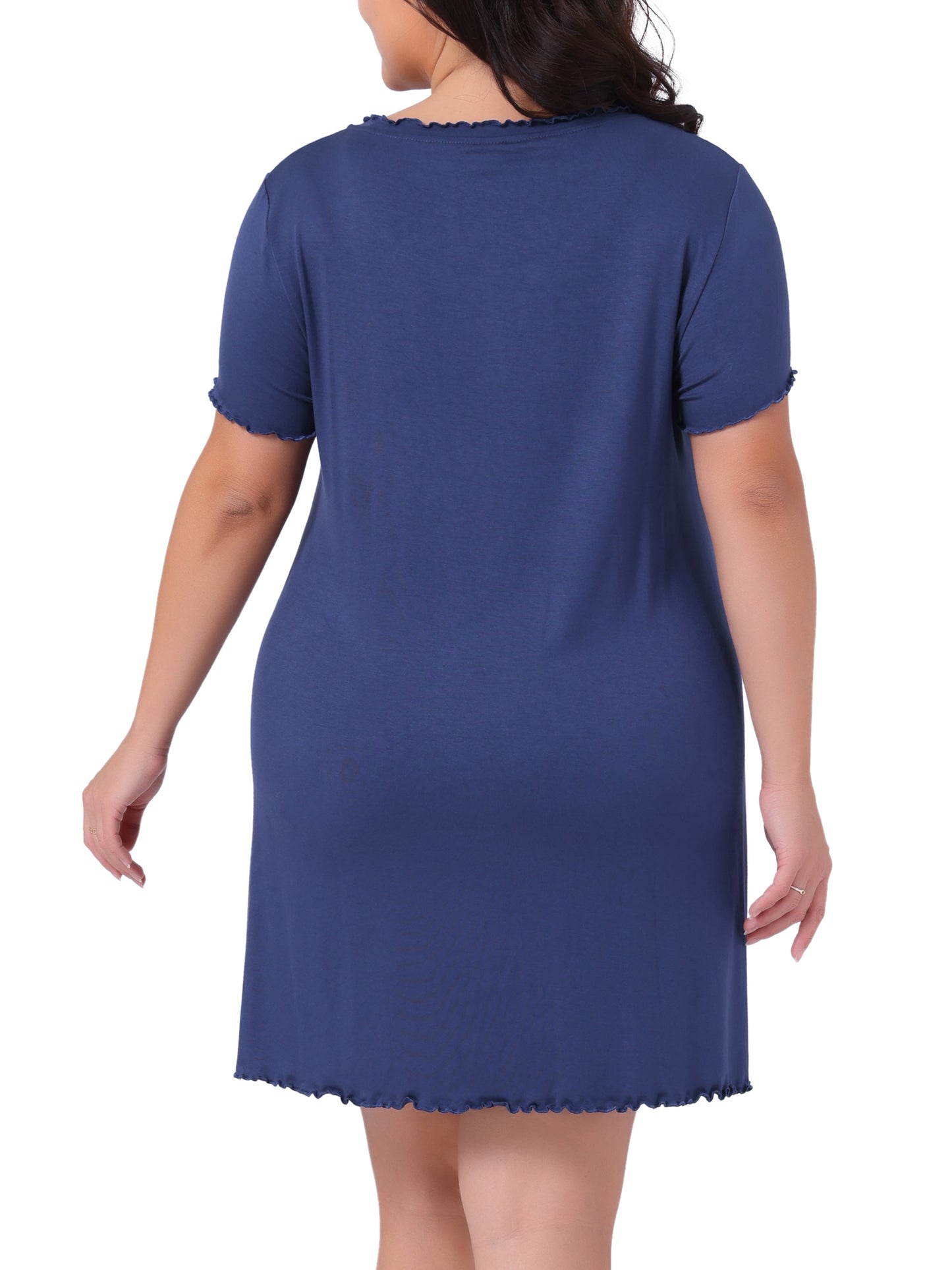 Women Plus Size Nightgowns Short Sleeve Ruffle Sleepwear Casual Sleepshirts Loose Pajama Dress