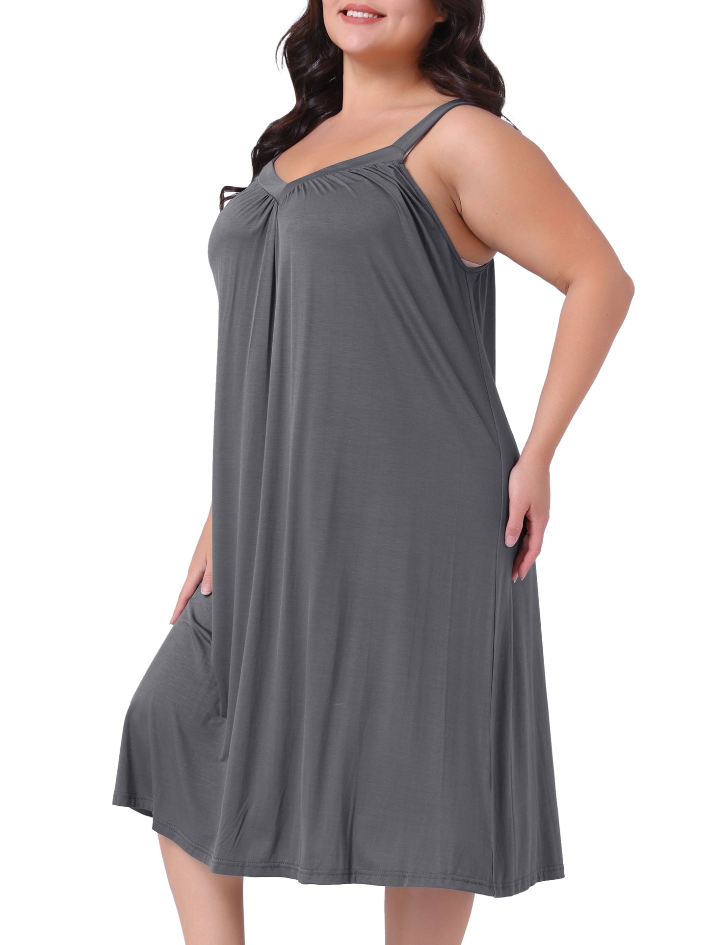 Women's Plus Size Nightgown Spaghetti Strap V Neck Sleeveless Sleepwear Chemise Nightdress