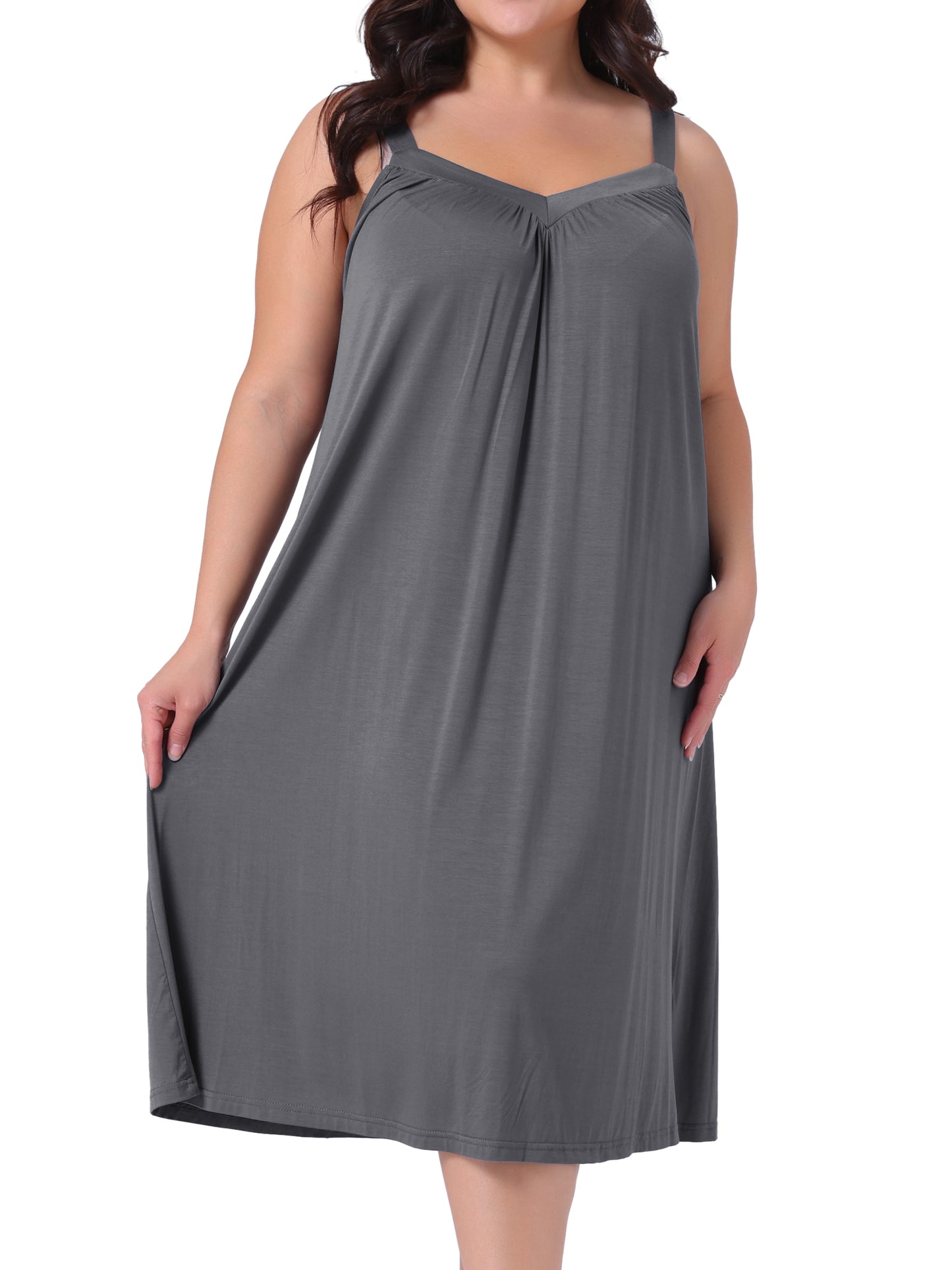 Women's Plus Size Nightgown Spaghetti Strap V Neck Sleeveless Sleepwear Chemise Nightdress