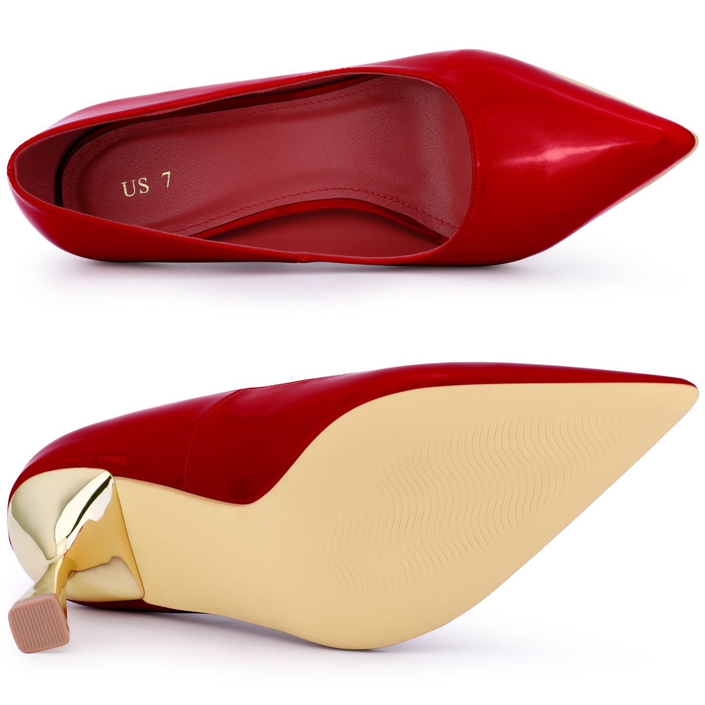 Zapatos de vestir de charol con punta puntiaguda y tacón de aguja para mujer