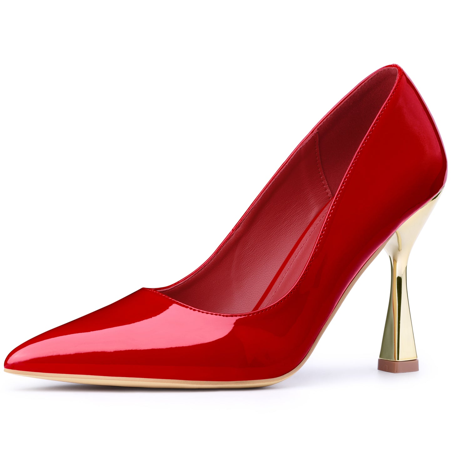 Zapatos de vestir de charol con punta puntiaguda y tacón de aguja para mujer