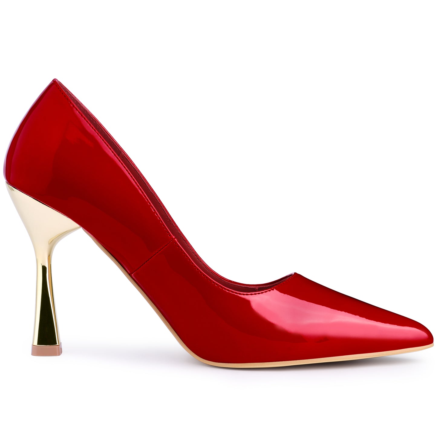 Zapatos de vestir de charol con punta puntiaguda y tacón de aguja para mujer