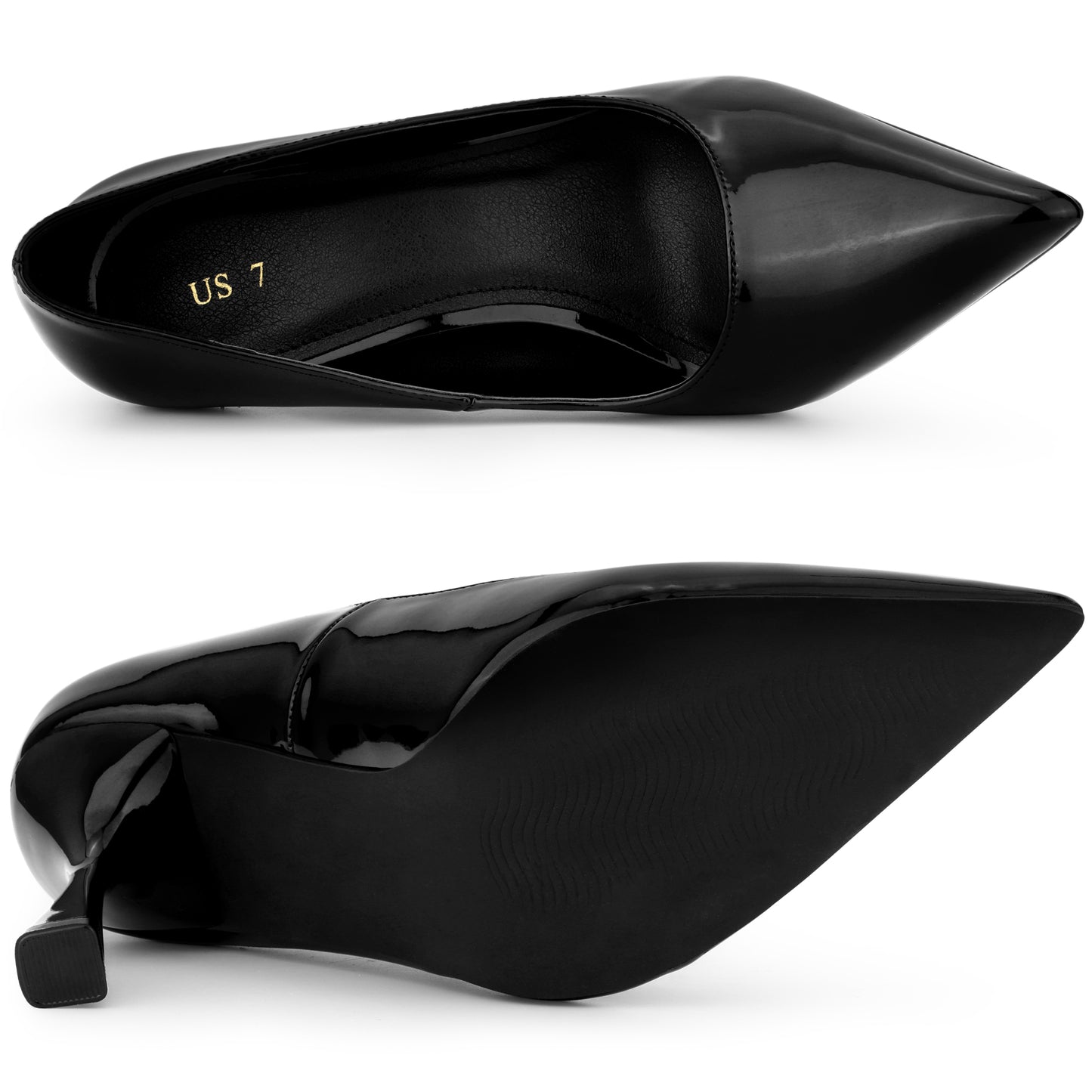 Zapatos de vestir de charol con punta puntiaguda y tacón de aguja para mujer