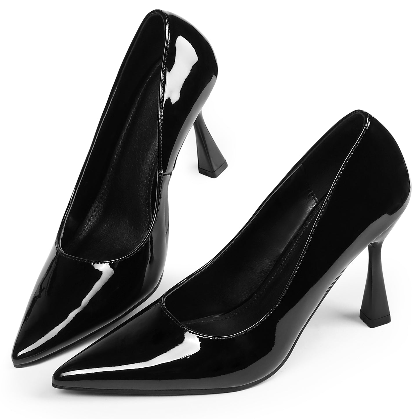 Zapatos de vestir de charol con punta puntiaguda y tacón de aguja para mujer